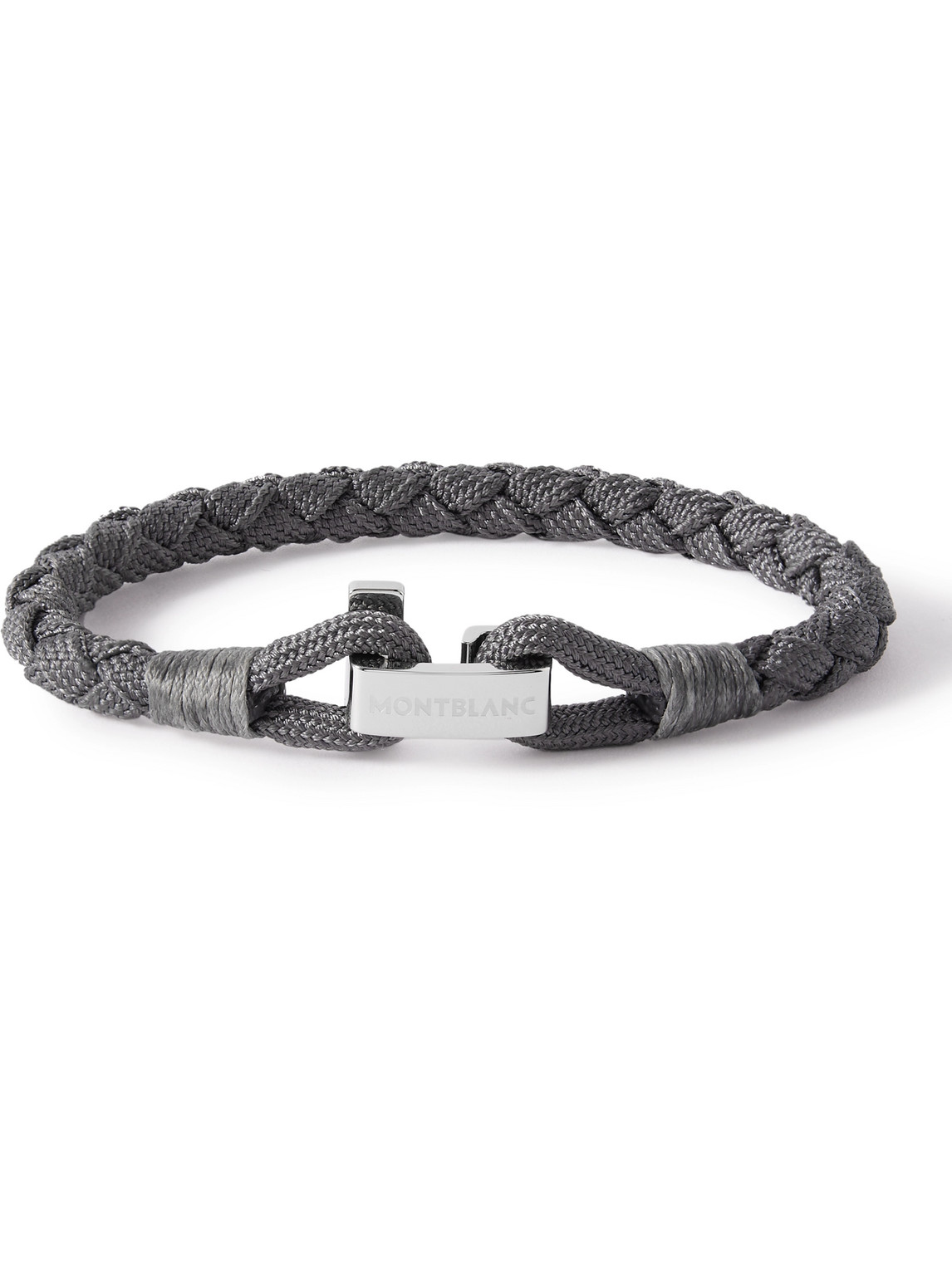 Montblanc Stainless Steel Cord Bracelet In Black