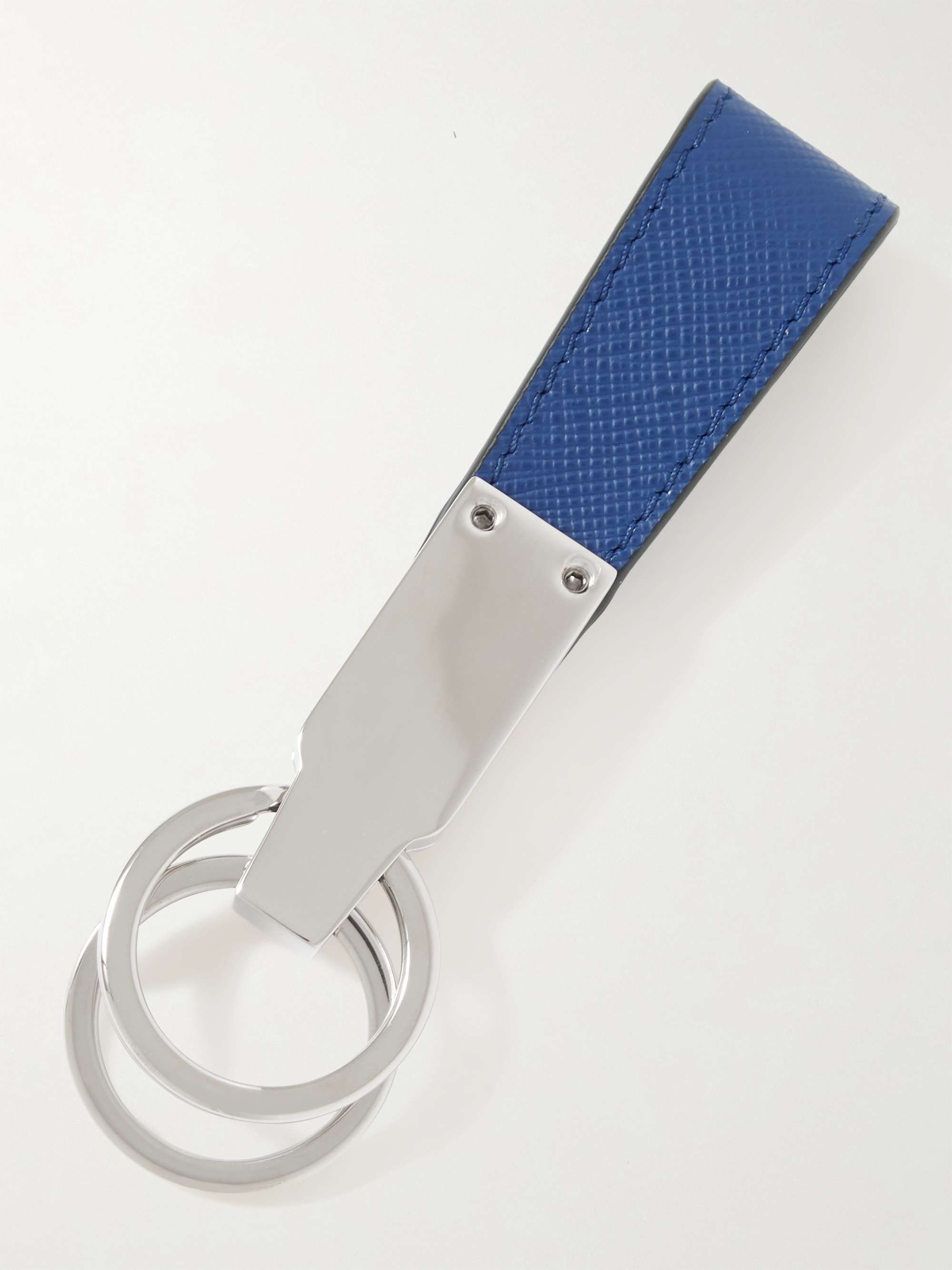 MONTBLANC Sartorial Cross-Grain Leather and Silver-Tone Key Fob