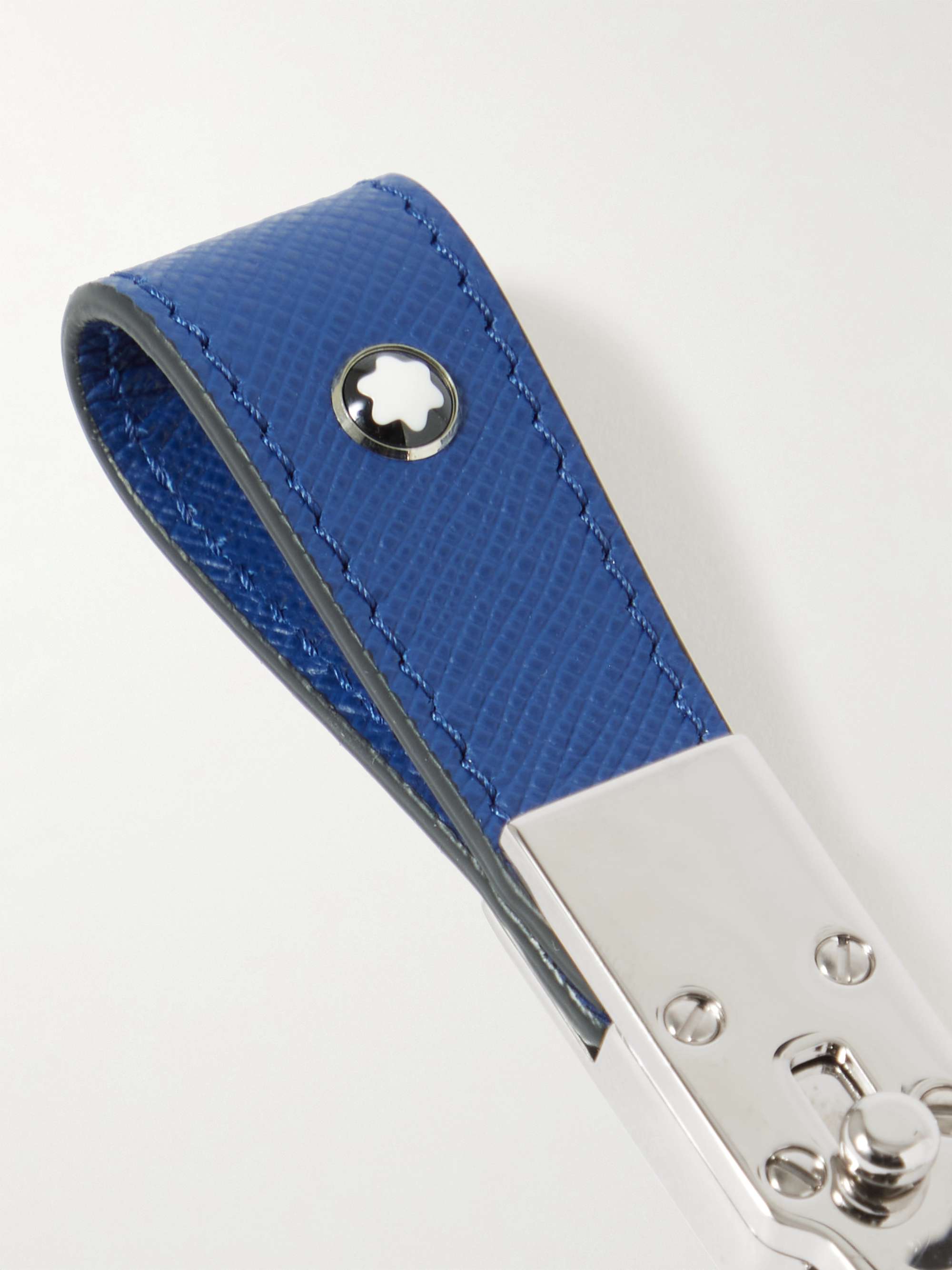 MONTBLANC Sartorial Cross-Grain Leather and Silver-Tone Key Fob