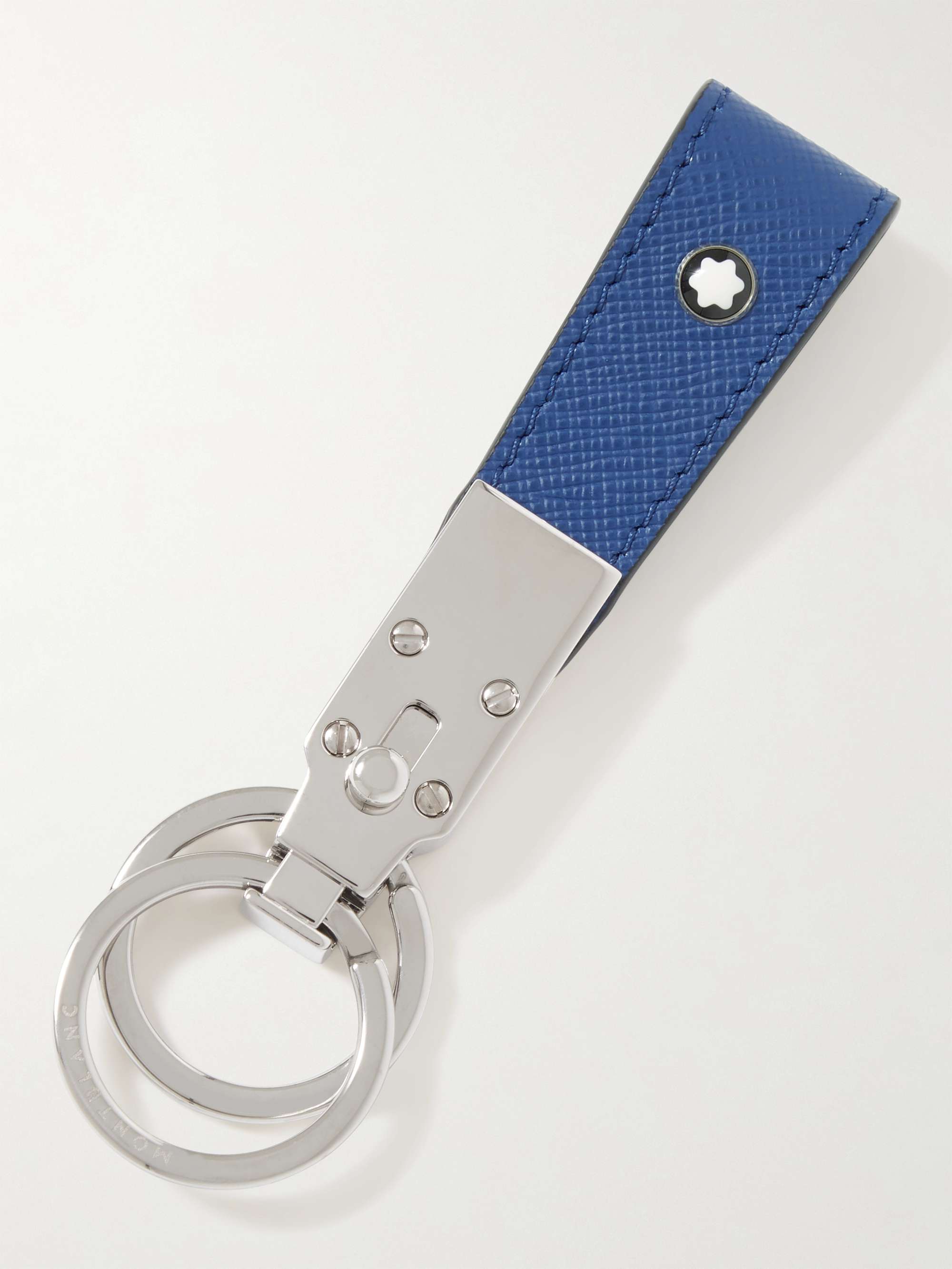MONTBLANC Sartorial Cross-Grain Leather and Silver-Tone Key Fob
