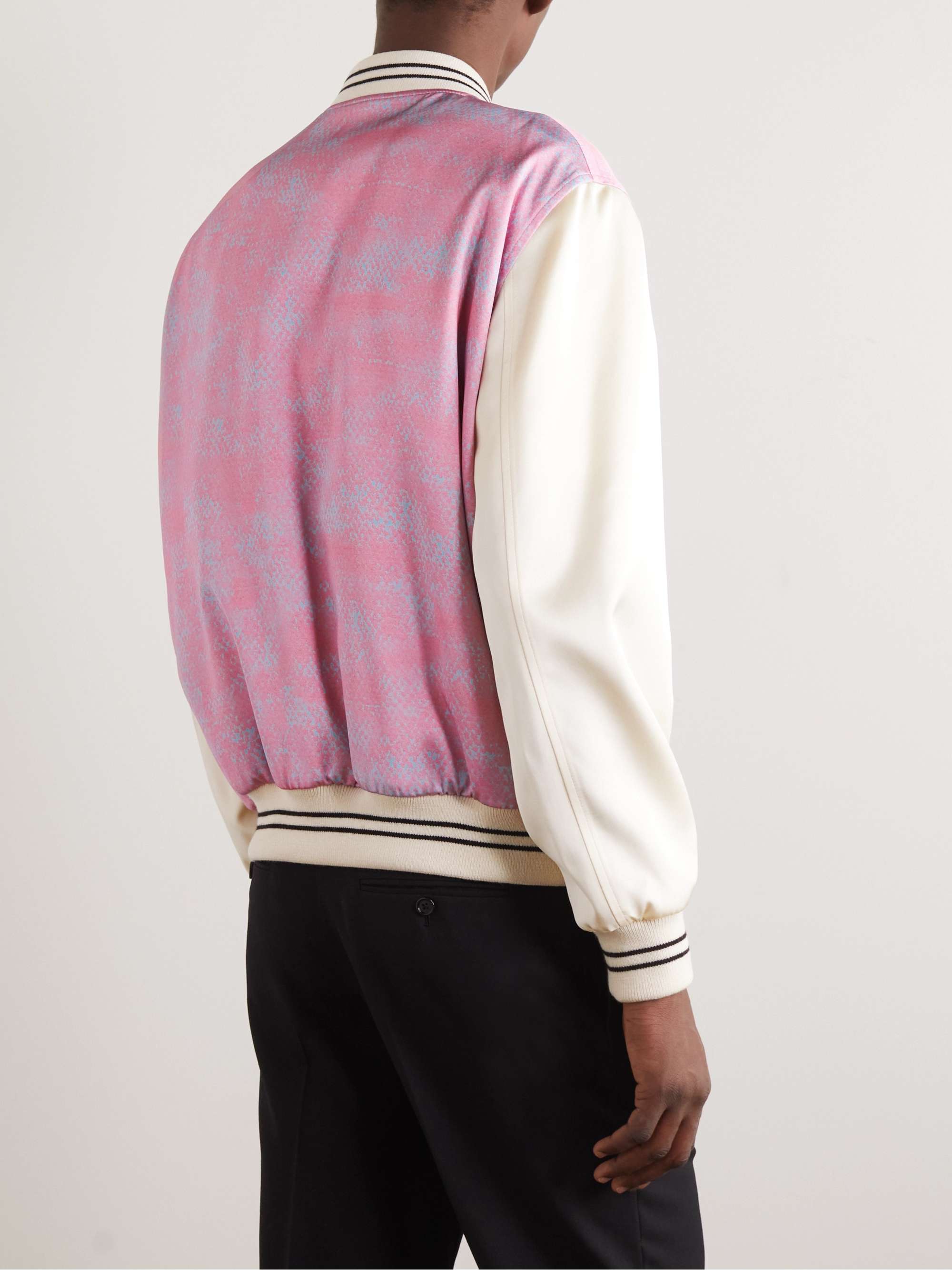 CELINE HOMME + Alyss Estay Printed Satin Bomber Jacket