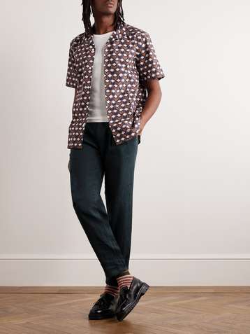 FOLDED CUFF LINEN TROUSERS  Oxford Shop