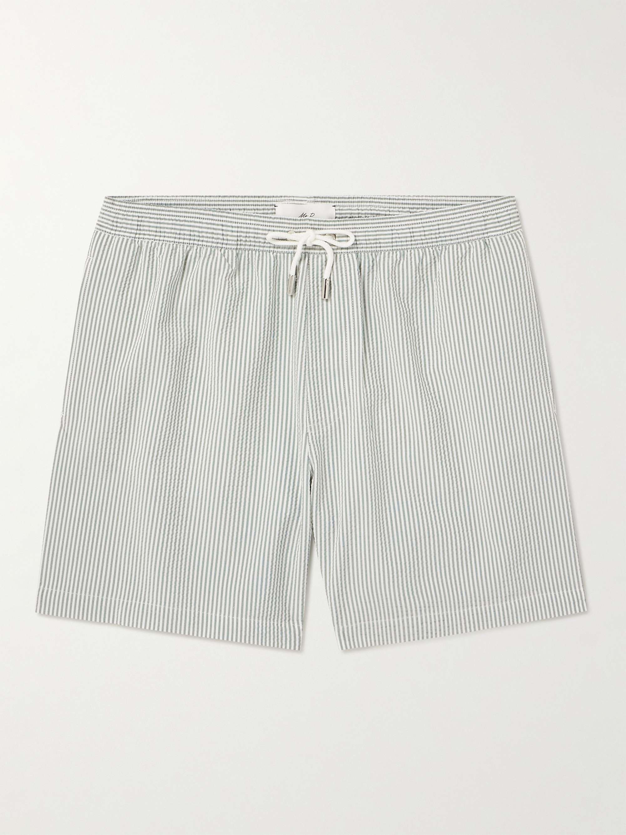 MR P. Straight-Leg Mid-Length Striped Seersucker Swim Shorts for Men ...