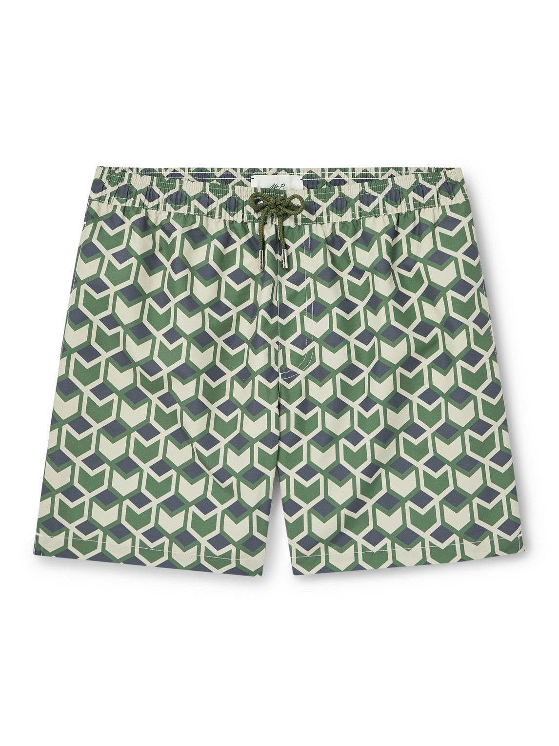 Mr P Straight-leg Mid-length Printed Swim Shorts In Green