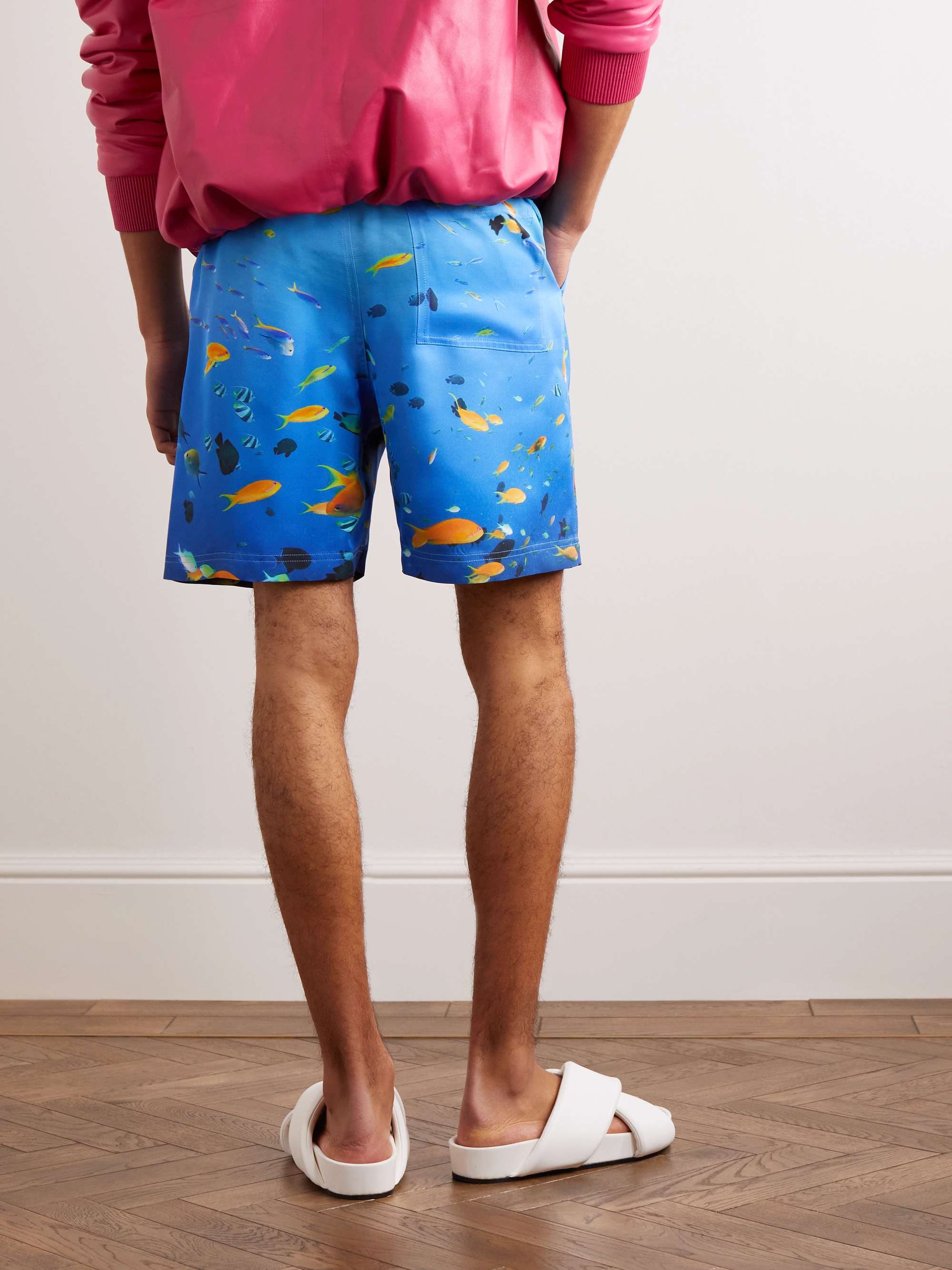 LOEWE Straight-Leg Printed Silk-Faille  Drawstring Shorts