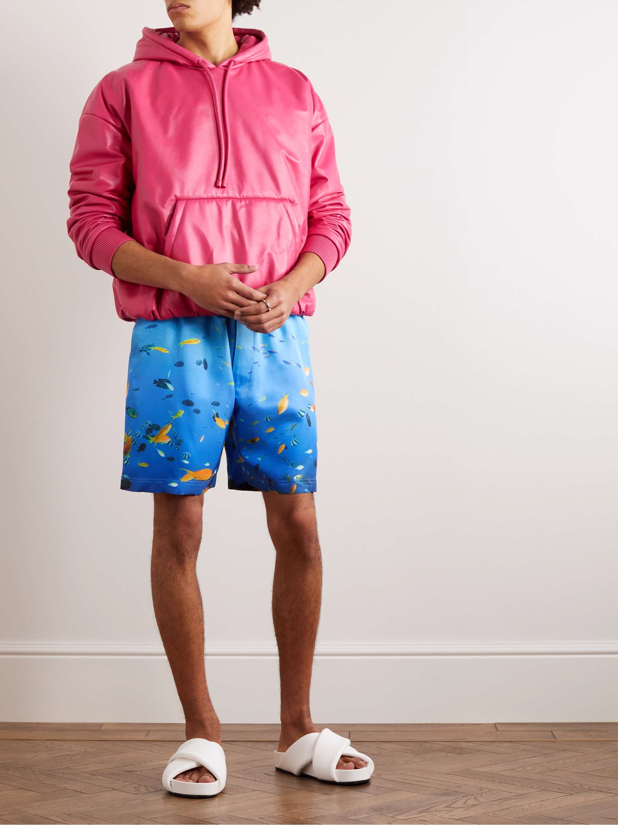 LOEWE Straight-Leg Printed Silk-Faille  Drawstring Shorts