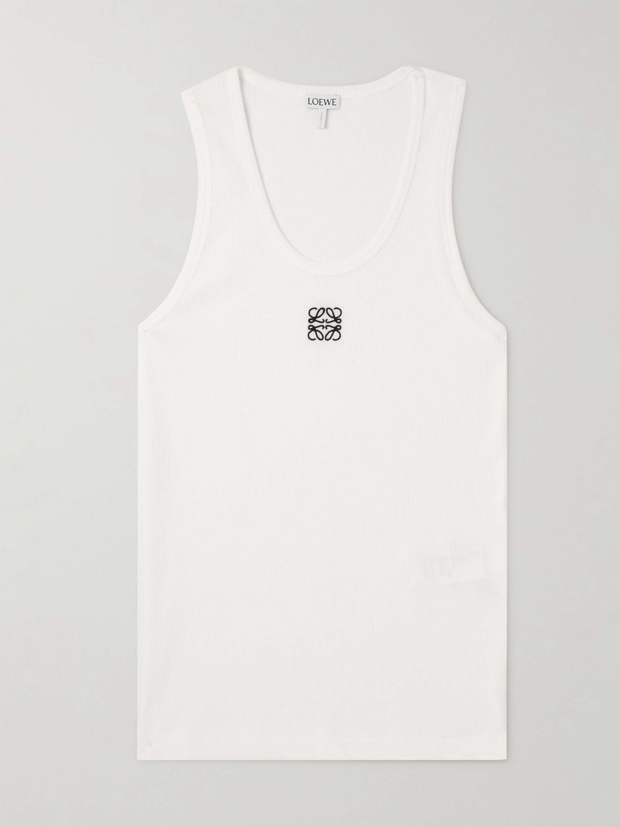 LOEWE Logo-Embroidered Ribbed Stretch-Cotton Tank Top for Men