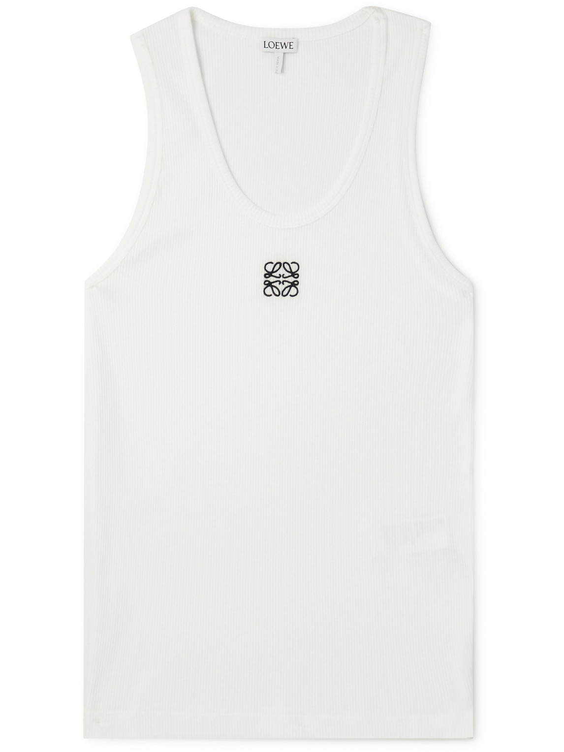 Logo-Embroidered Ribbed Stretch-Cotton Tank Top