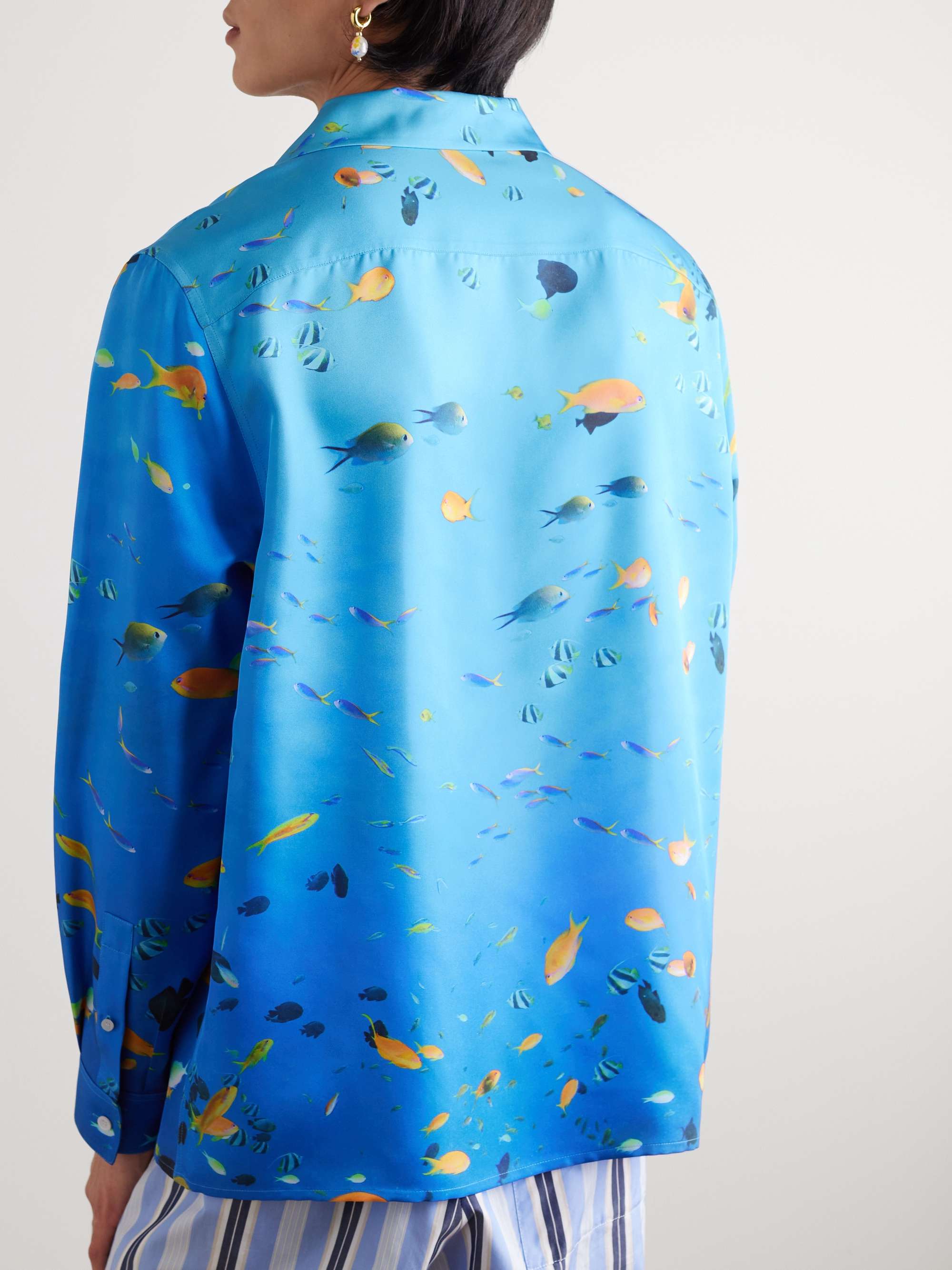 LOEWE Convertible-Collar Printed Silk-Twill Shirt
