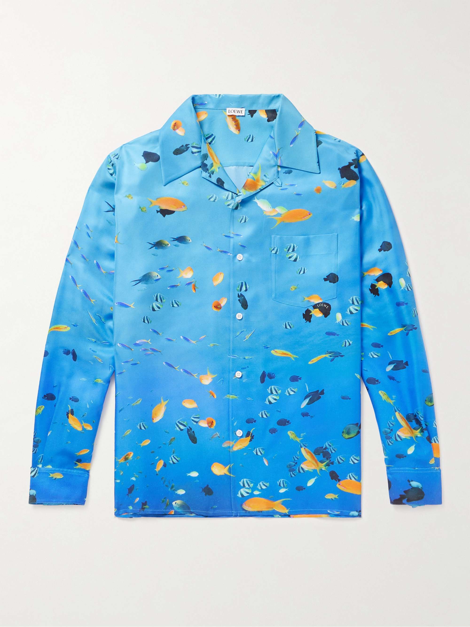 LOEWE Convertible-Collar Printed Silk-Twill Shirt