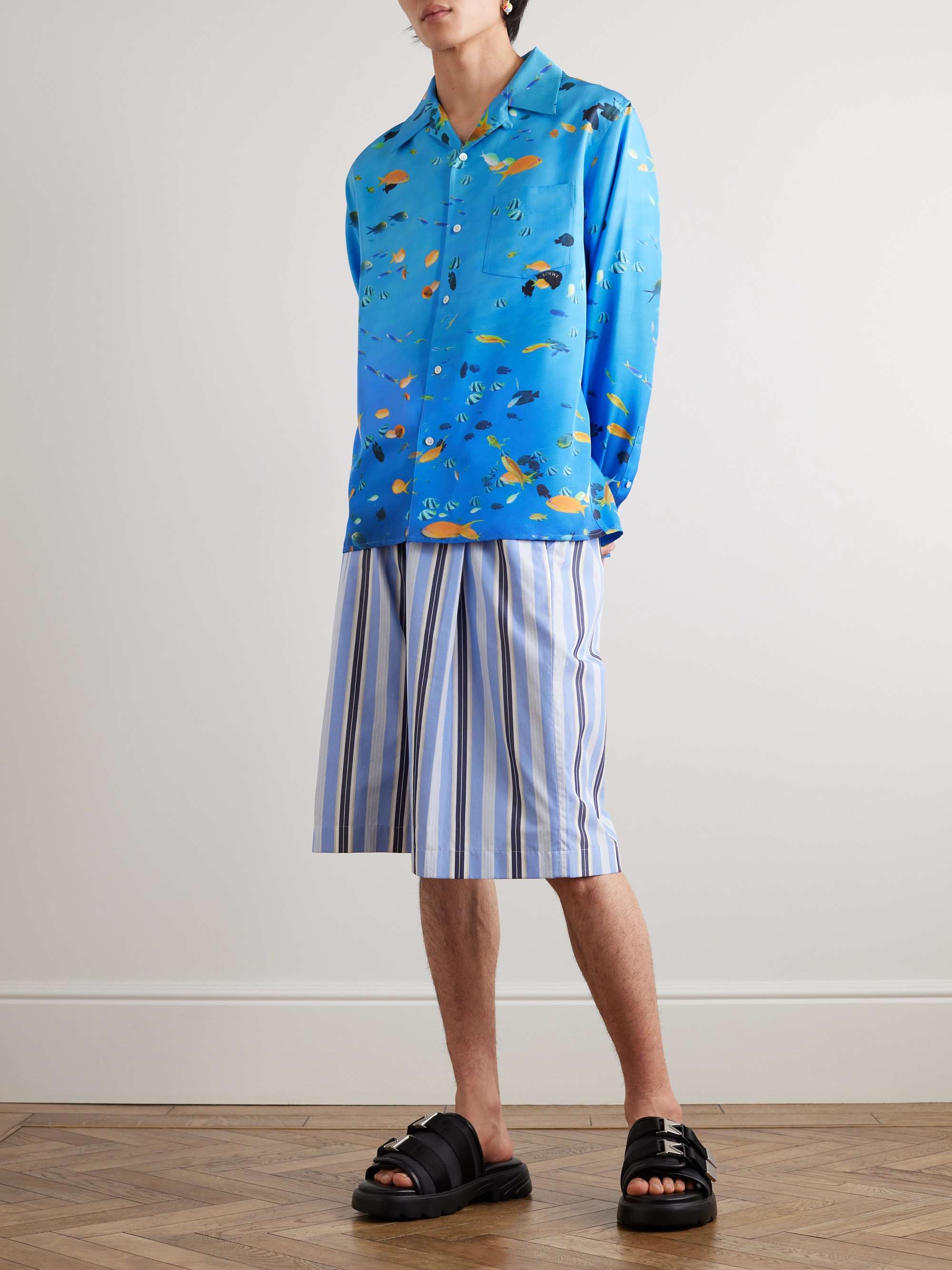 LOEWE Convertible-Collar Printed Silk-Twill Shirt