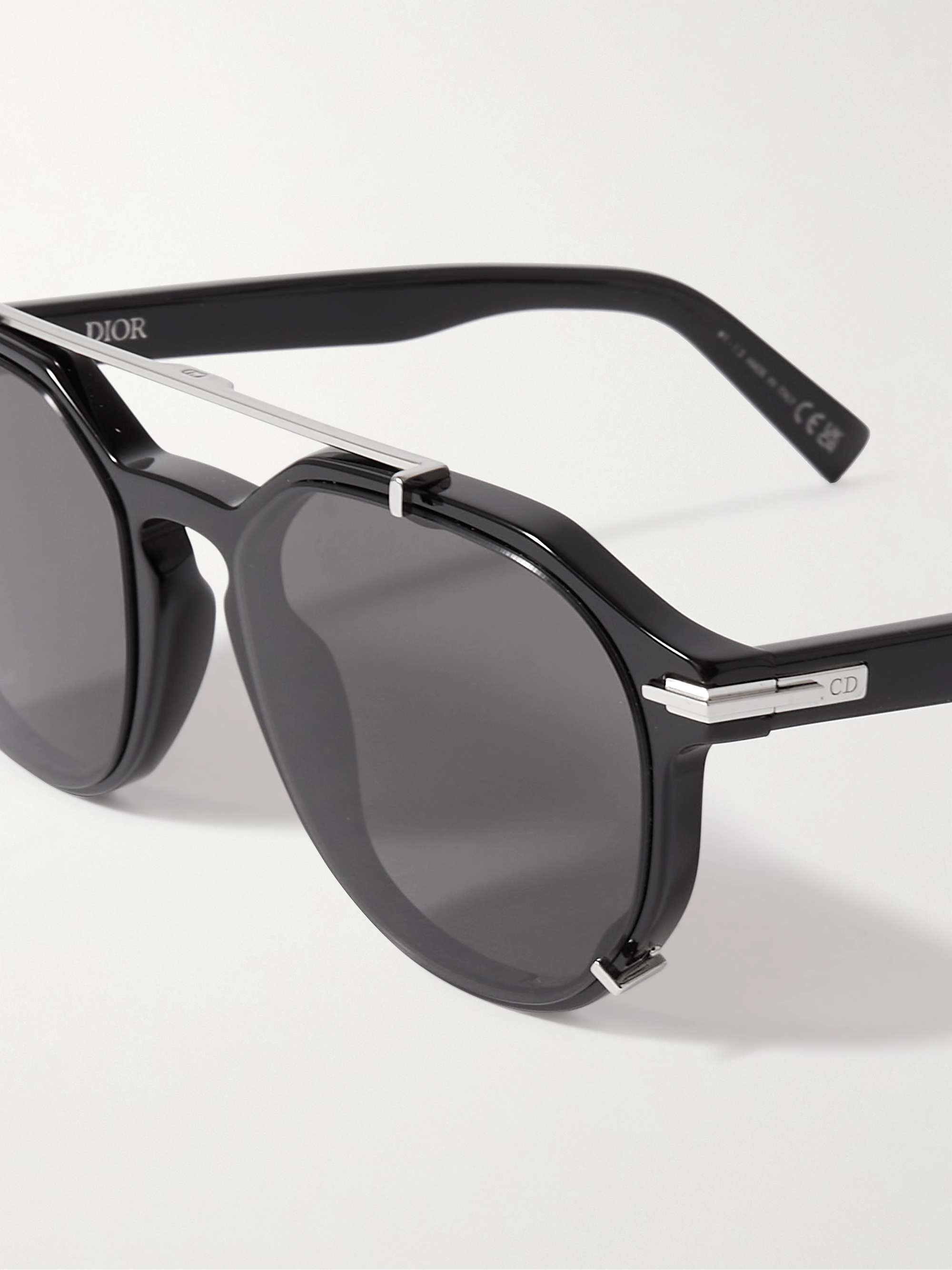 DIOR EYEWEAR DiorBlackSuit RI Sonnenbrille mit rundem Rahmen aus Azetat und silberfarbenen Details