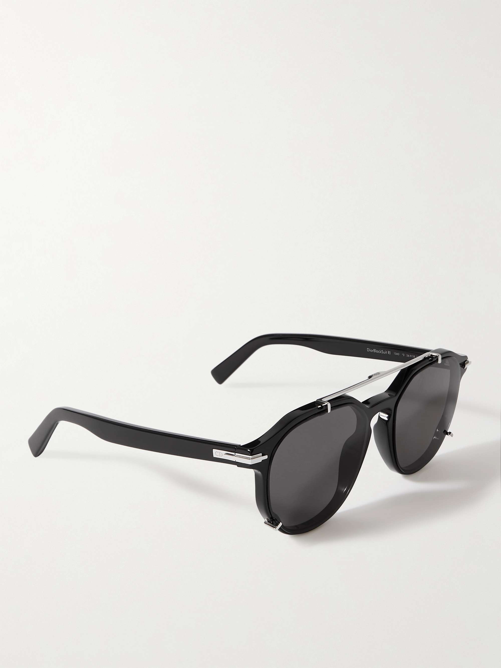 DIOR EYEWEAR DiorBlackSuit RI Sonnenbrille mit rundem Rahmen aus Azetat und silberfarbenen Details