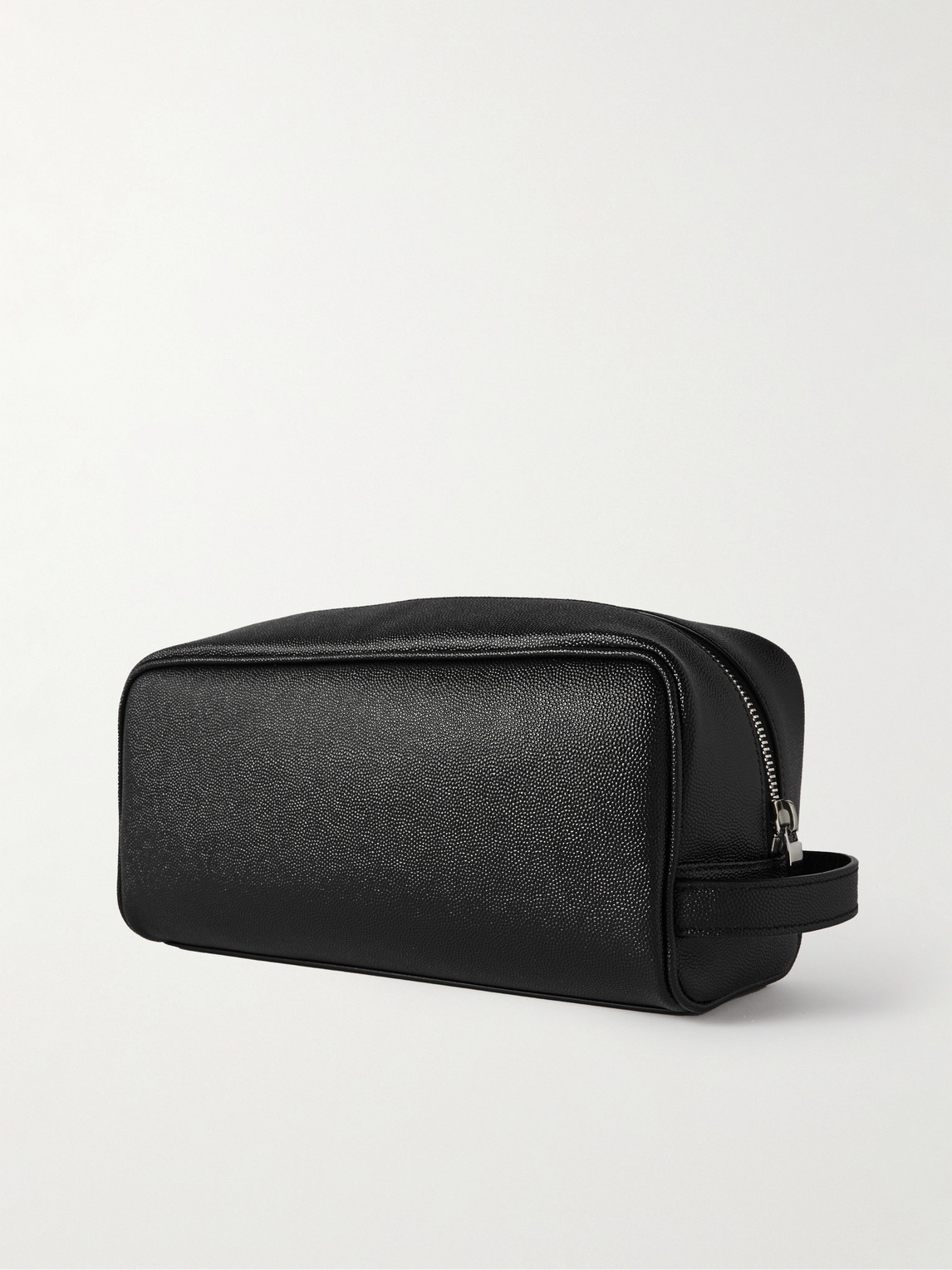 Shop Saint Laurent Full-grain Leather Wash Bag In Black
