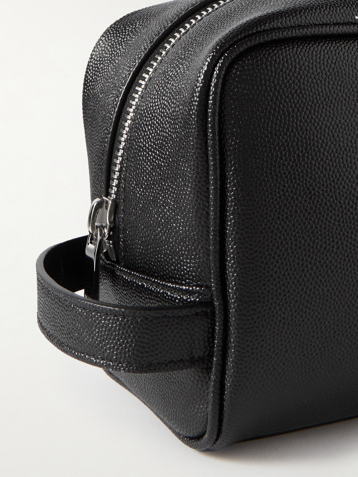 Shop Saint Laurent Full-grain Leather Wash Bag In Black