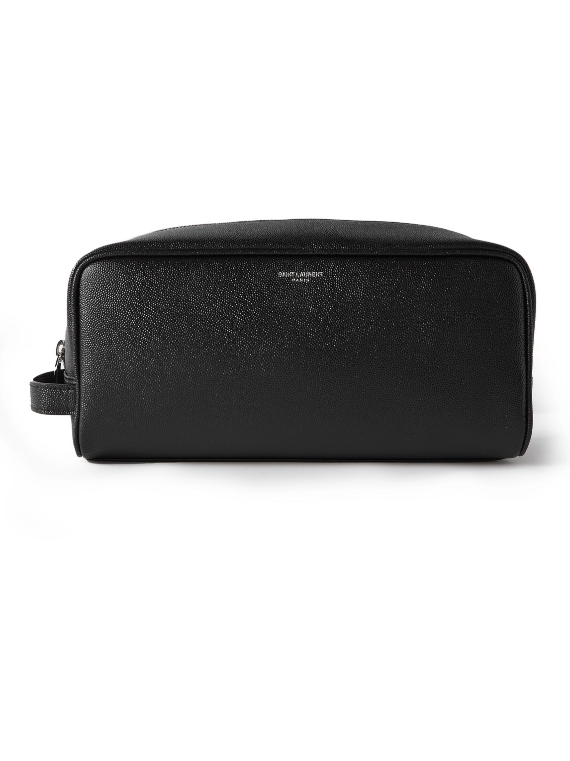 Saint Laurent Full-grain Leather Wash Bag In Black