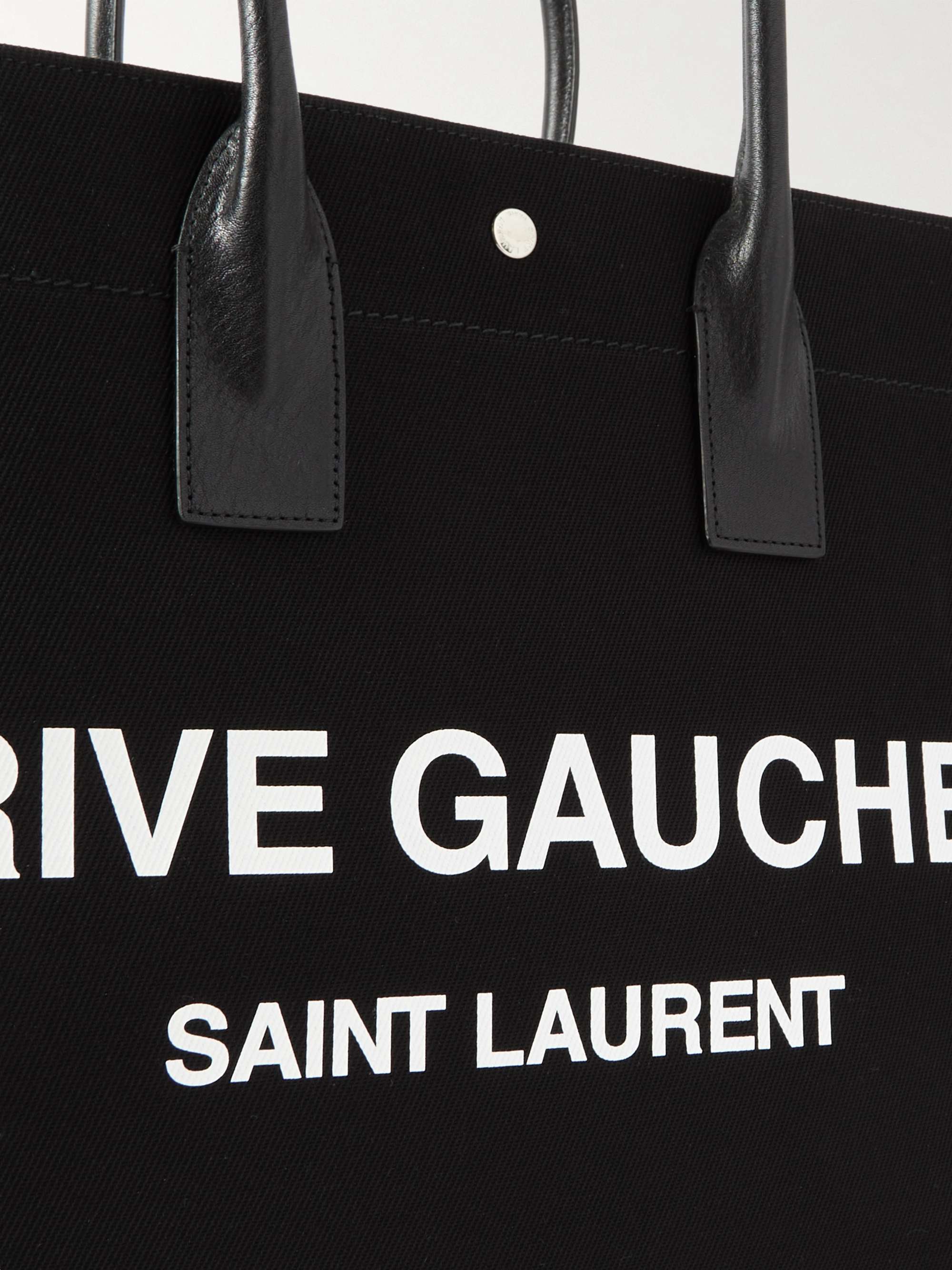 Saint Laurent - Men - Large Leather-trimmed logo-print Twill Tote Bag Black