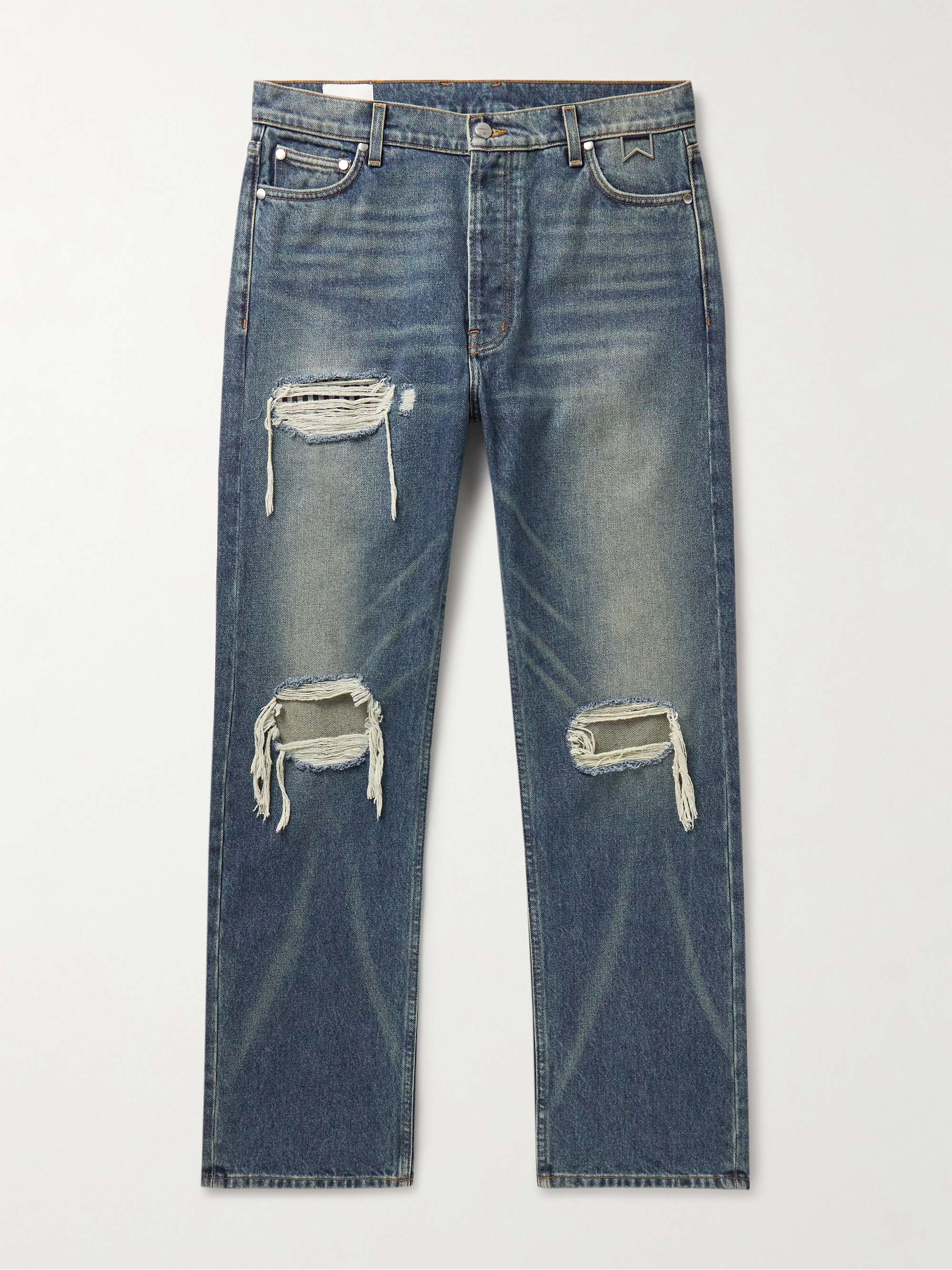 RHUDE Straight-Leg Panelled Distressed Jeans for Men