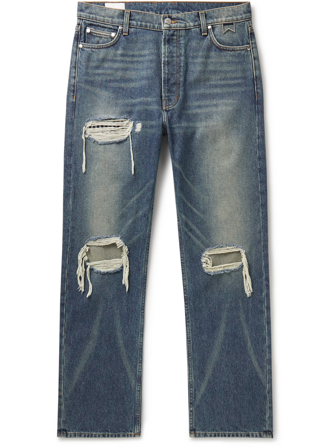 Rhude Straight-Leg Panelled Distressed Jeans