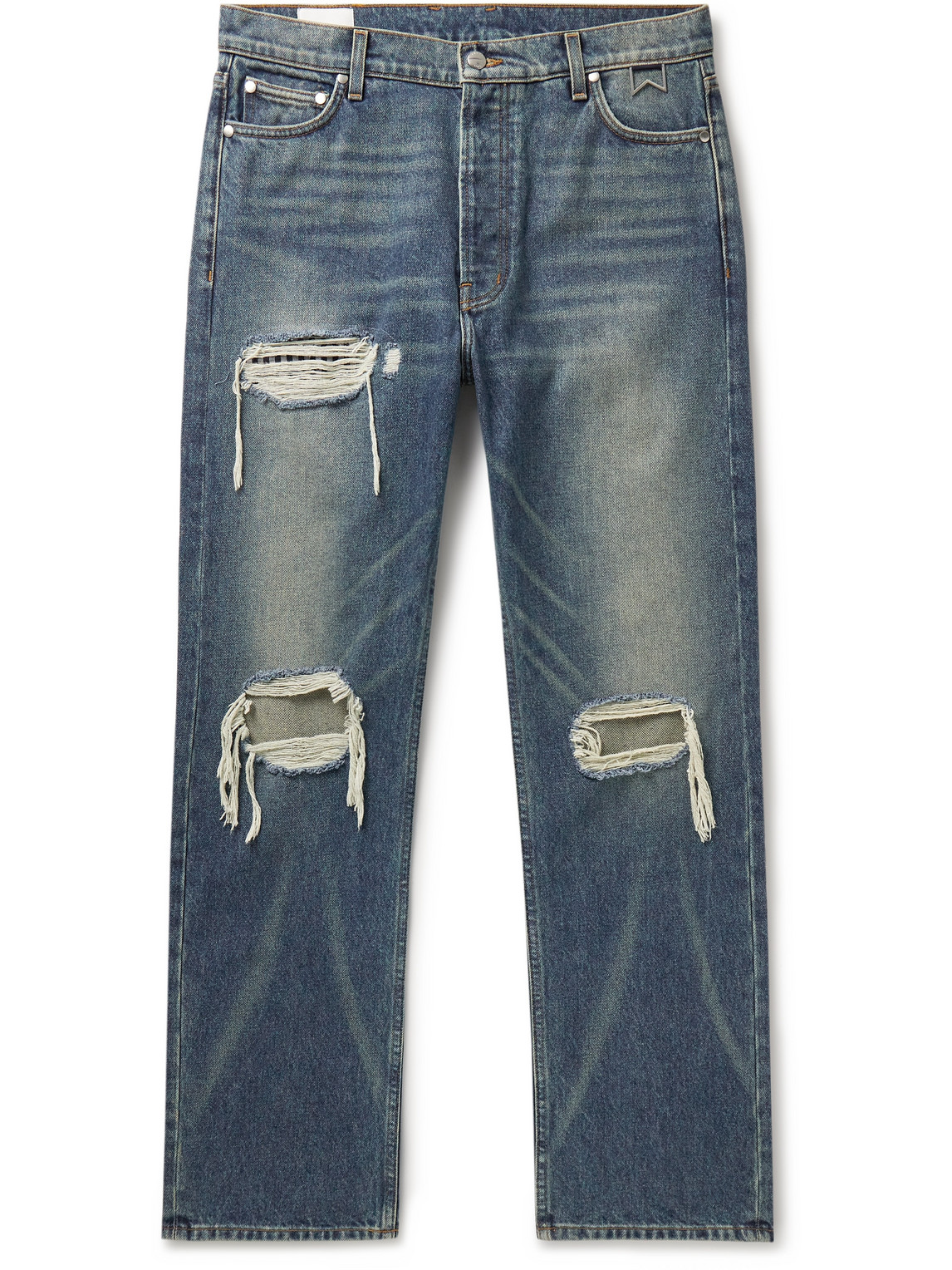 Straight-Leg Panelled Distressed Jeans