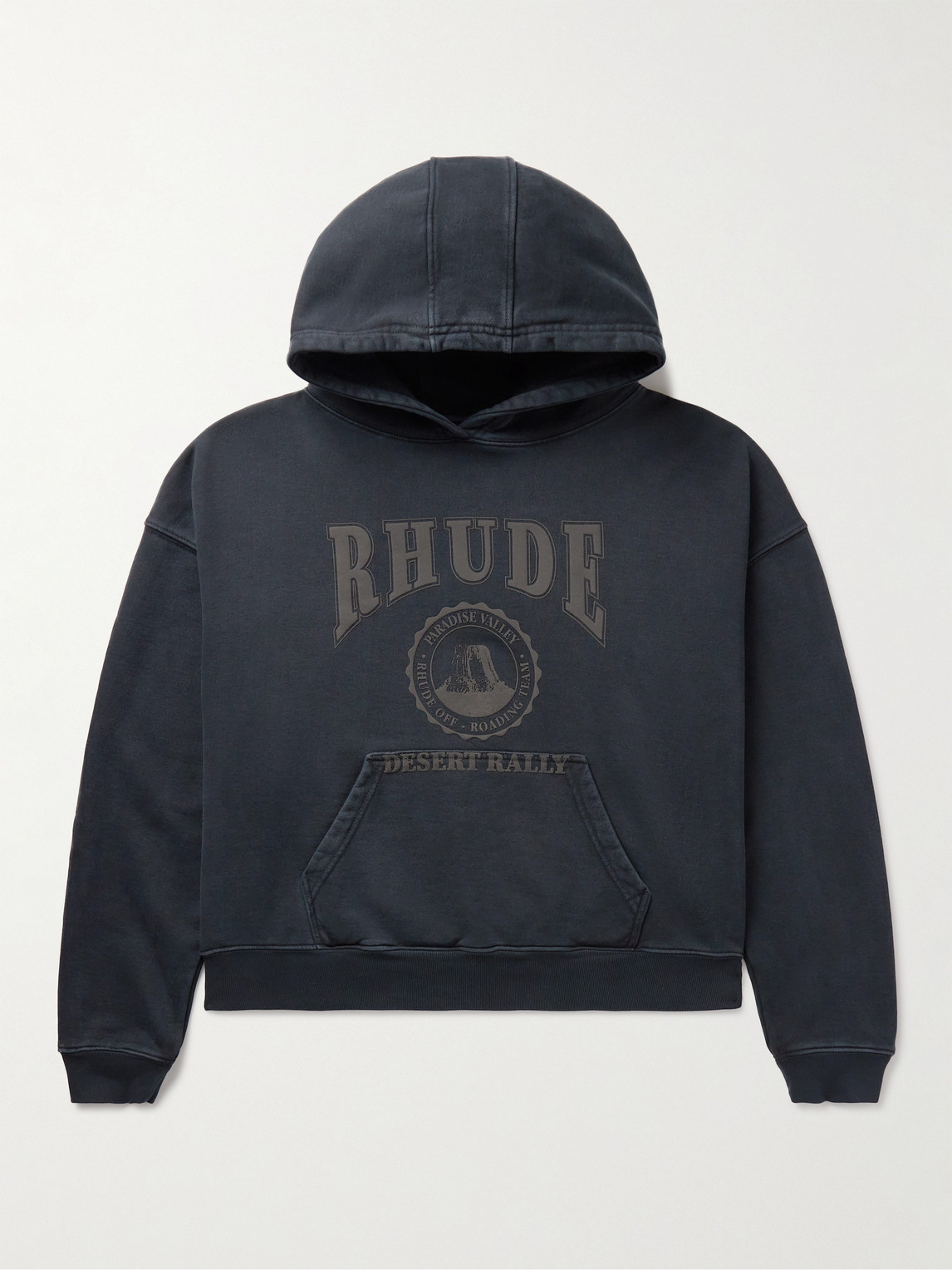 RHUDE logo-print cotton hoodie - Black