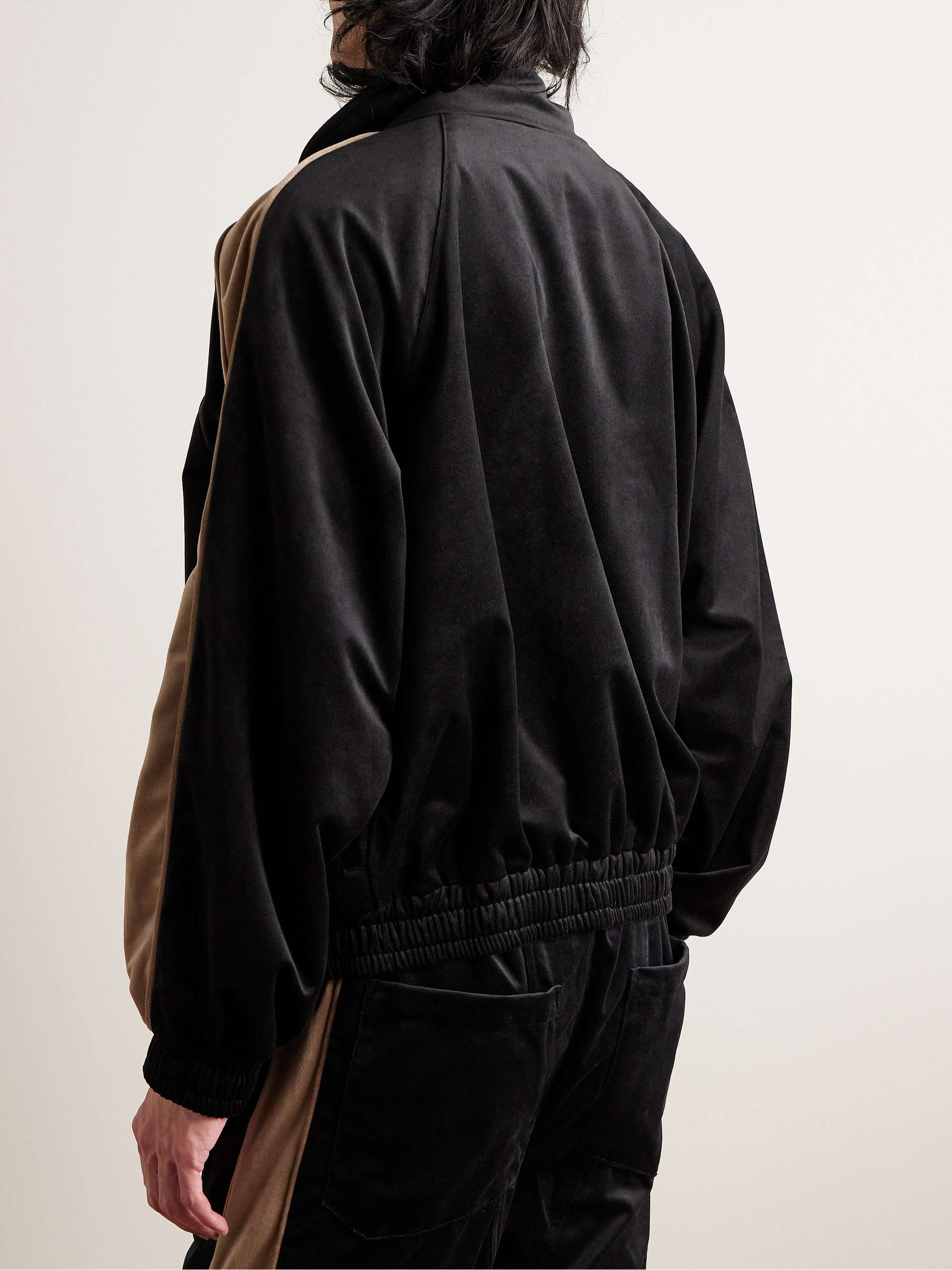 RHUDE Logo-Embroidered Striped Velour Track Jacket for Men