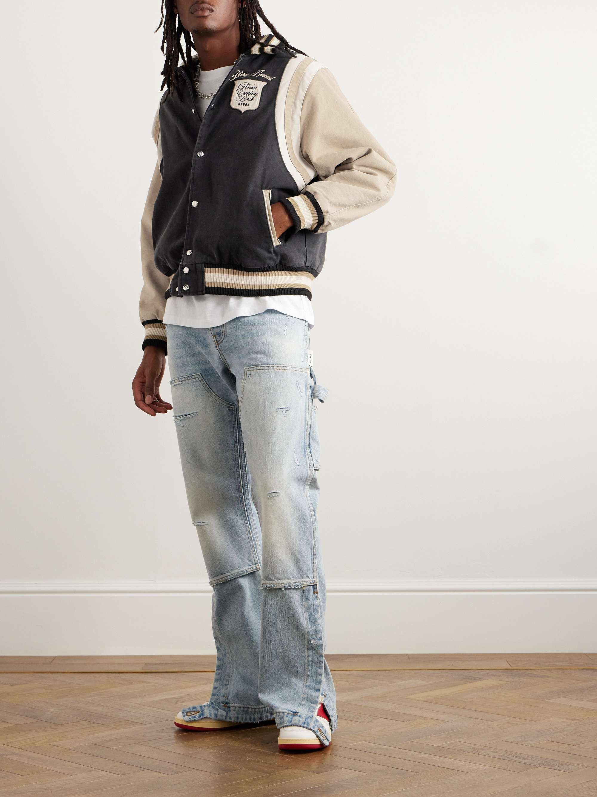 RHUDE Embroidered Canvas Varsity Jacket for Men | MR PORTER