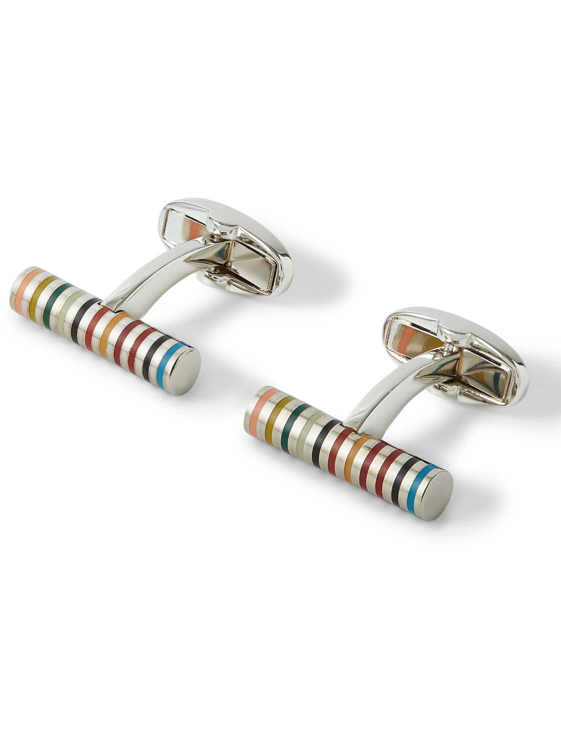 PAUL SMITH SILVER-TONE ENAMEL CUFFLINKS