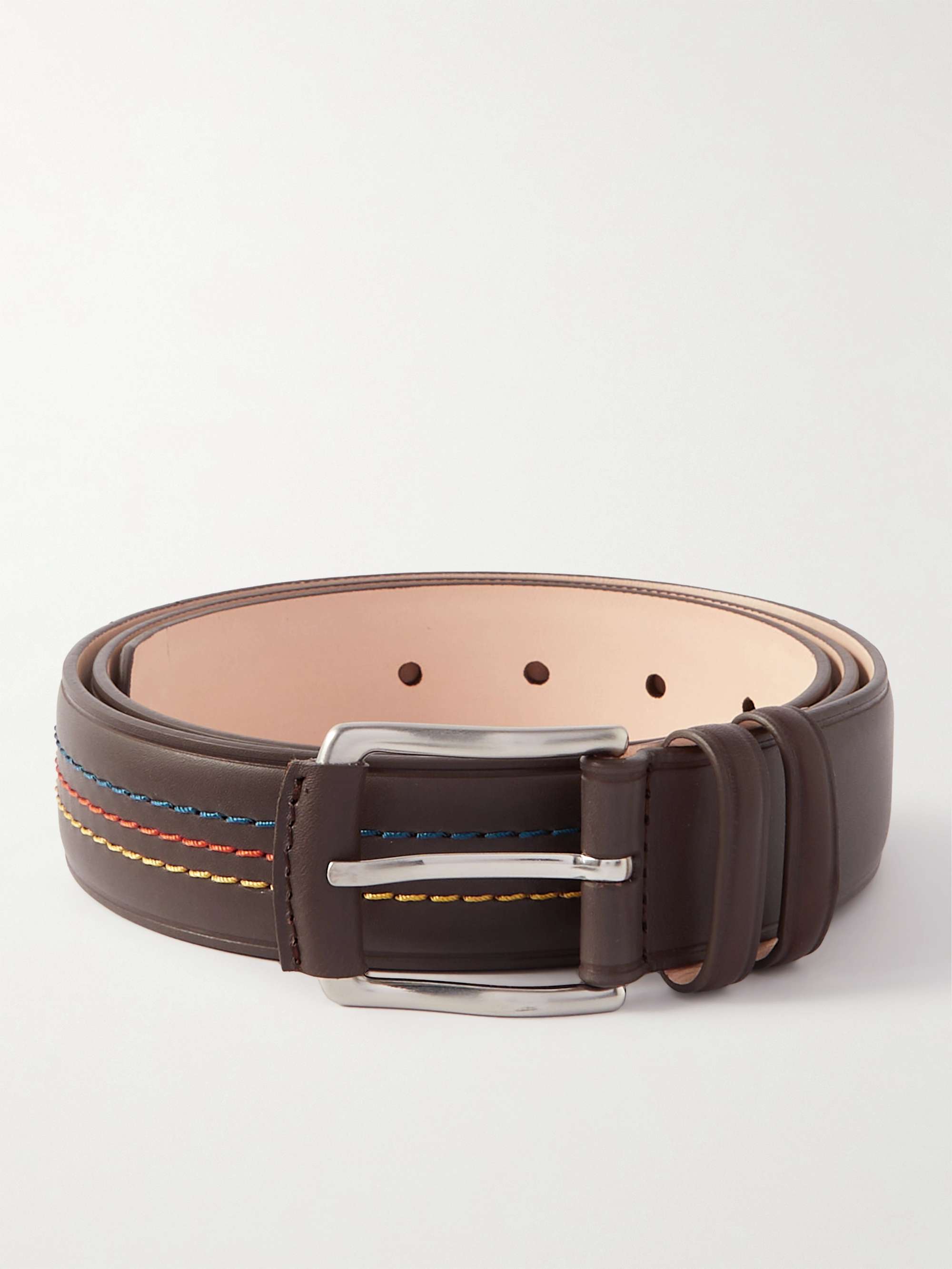 3.5cm Embroidered Leather Belt