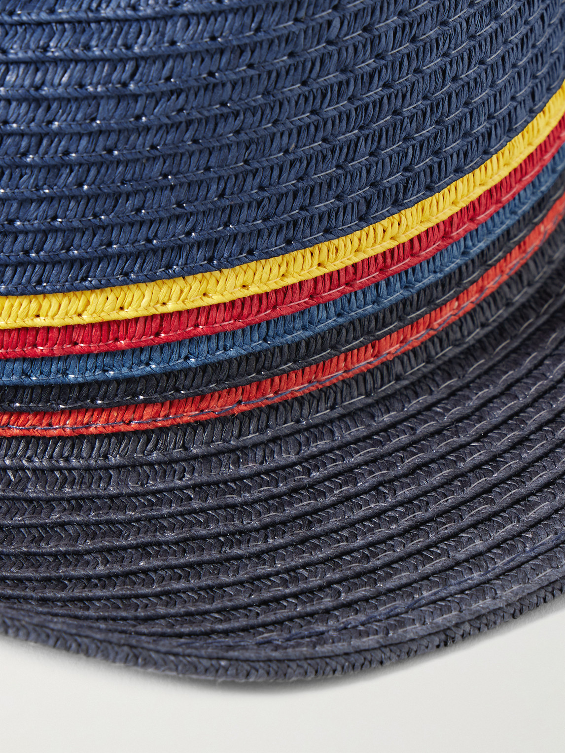 Shop Paul Smith Striped Braided Straw Trilby Hat In Blue