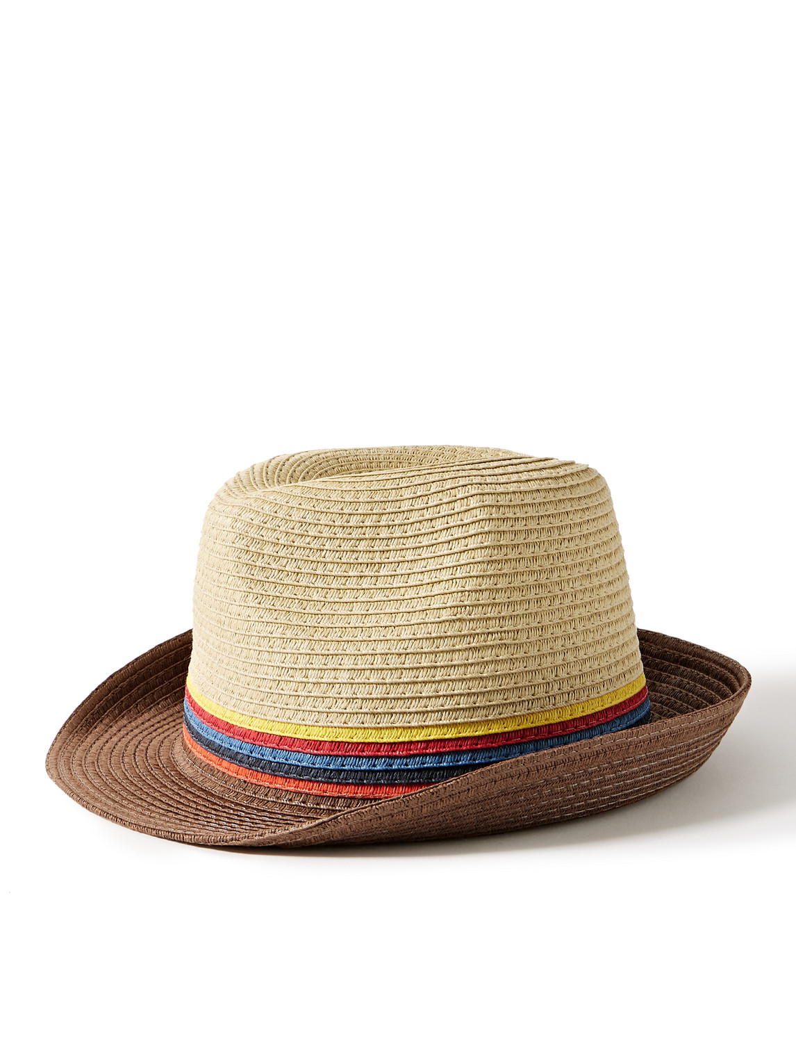 Striped Braided Straw Trilby Hat