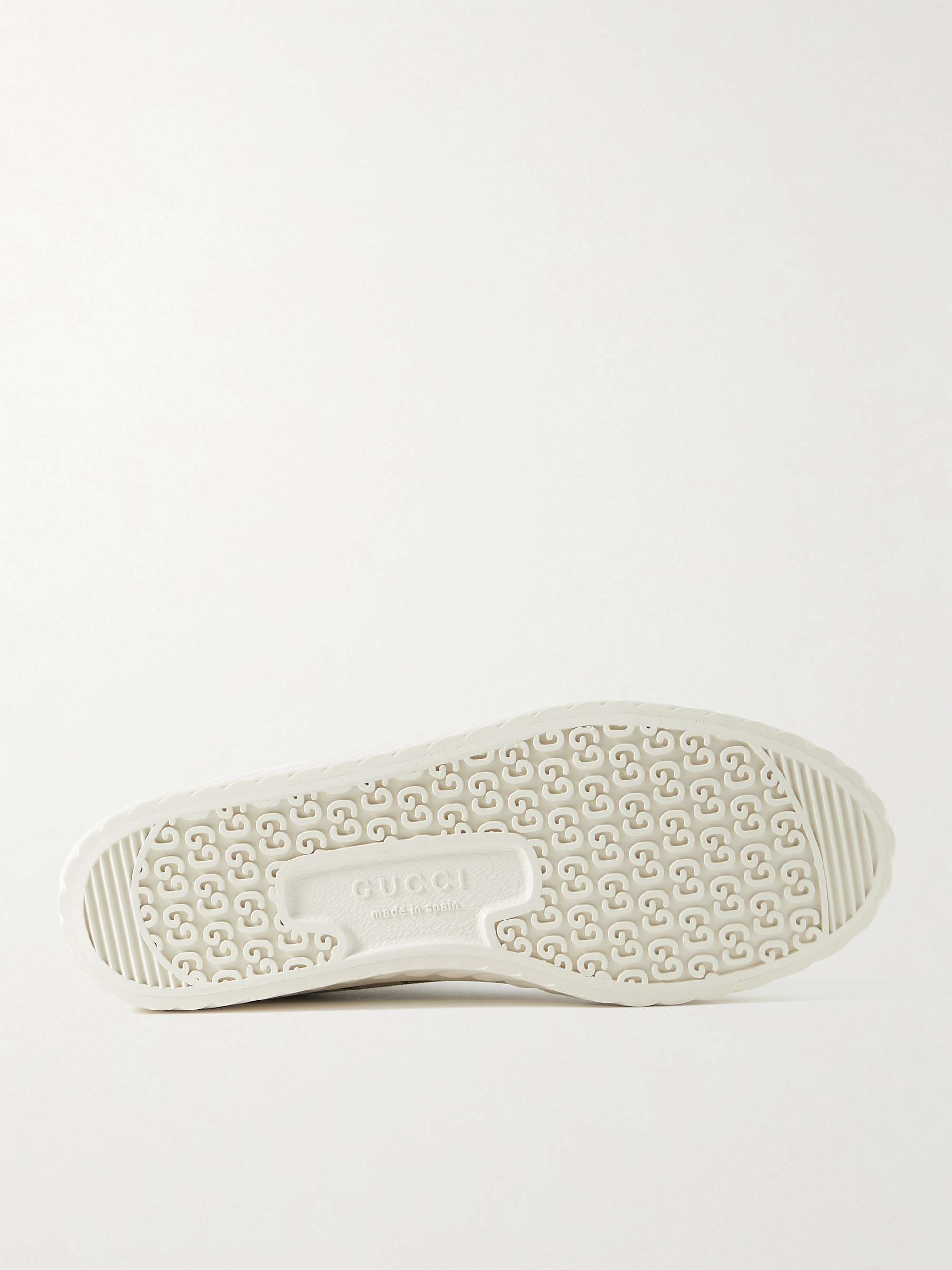 GUCCI Suede-Trimmed Monogrammed Canvas High-Top Sneakers