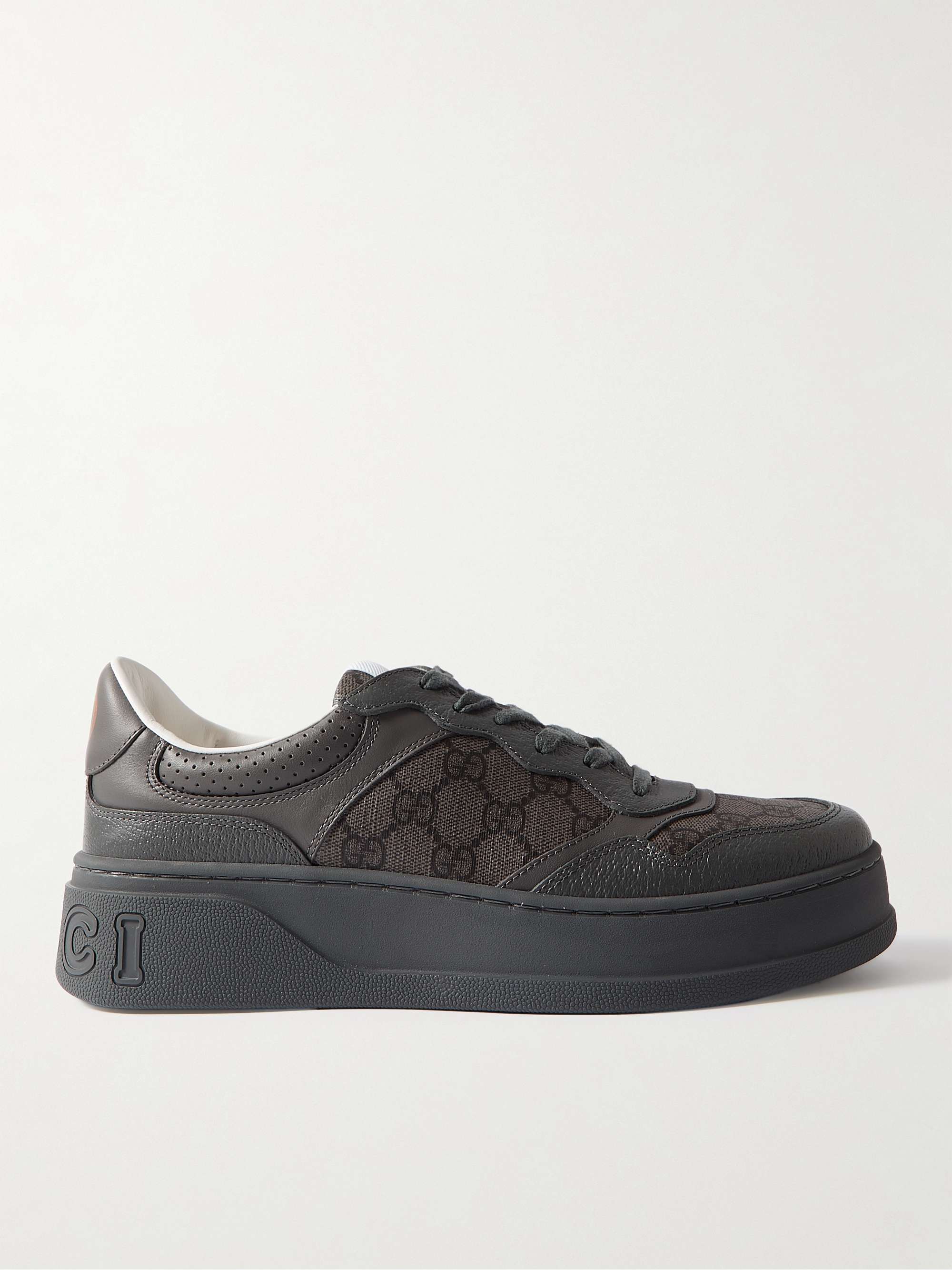 GUCCI Monogrammed Canvas and Leather Sneakers for Men