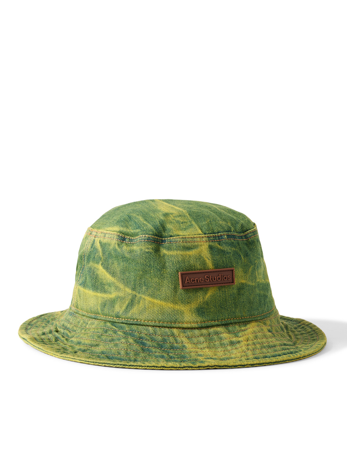 Acne Studios Logo-Appliquéd Bleached Denim Bucket Hat
