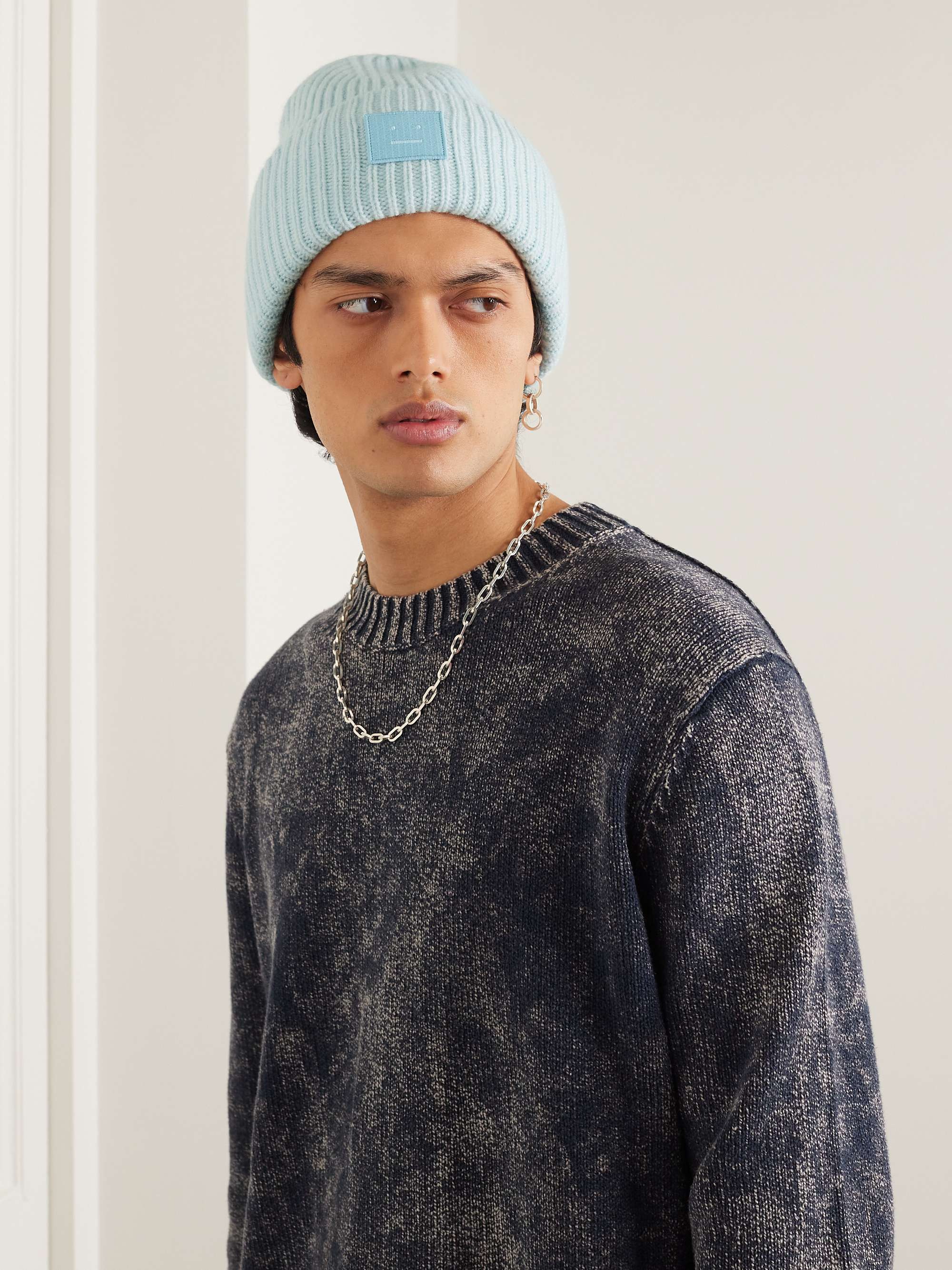 ACNE STUDIOS Logo-Appliquéd Ribbed Wool Beanie for Men | MR PORTER