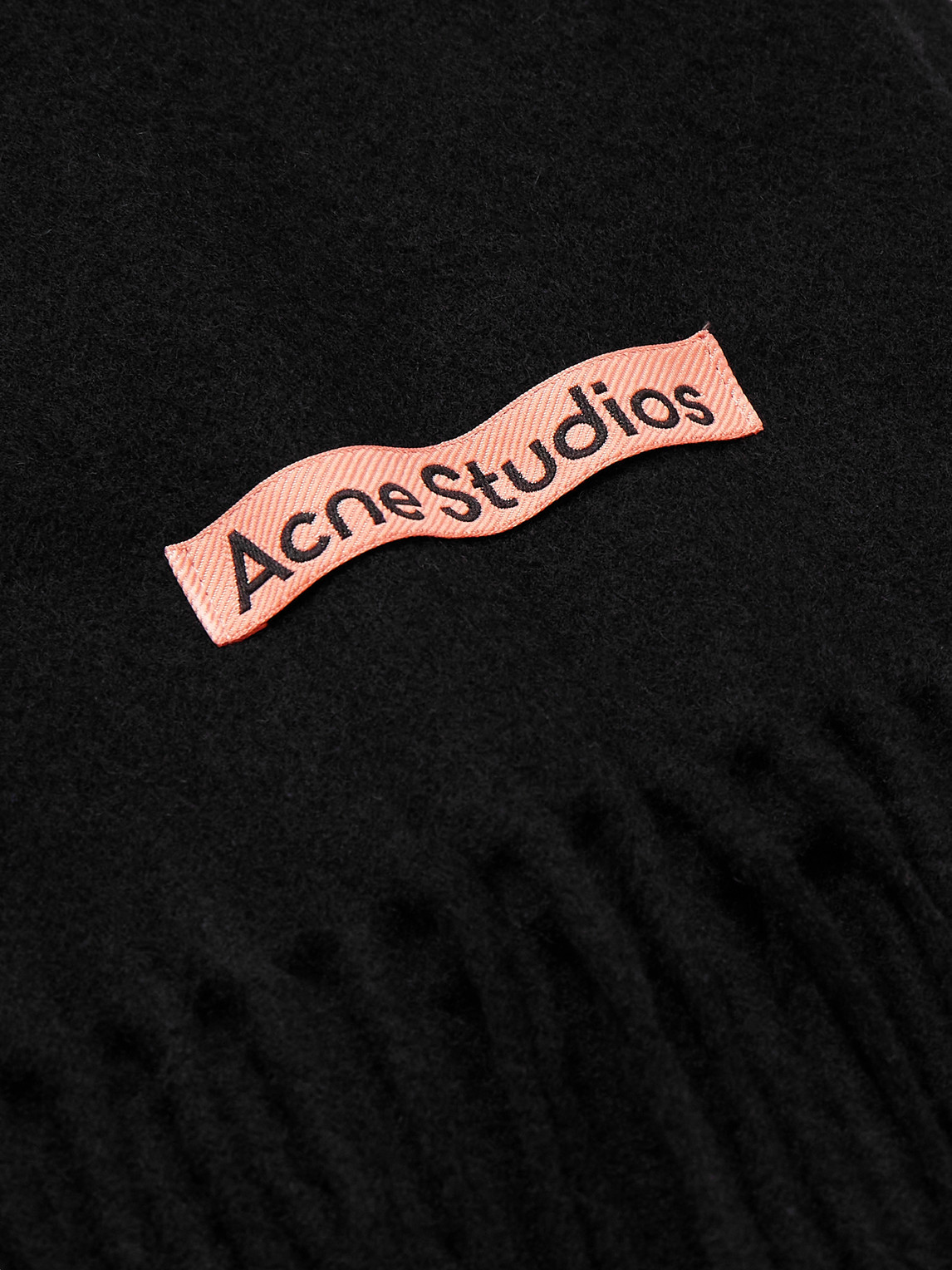 Shop Acne Studios Canada Fringed Wool Scarf In Black