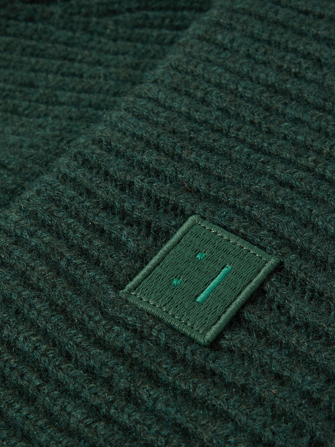 Shop Acne Studios Logo-appliquéd Ribbed Wool Beanie In Green