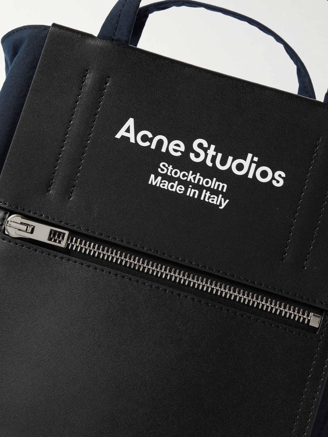 Shop Acne Studios Baker Out Small Logo-print Leather And Nylon Tote Bag In Black