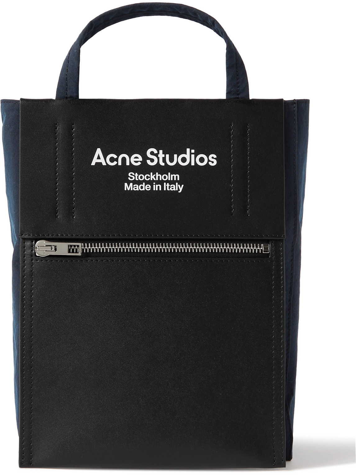 Acne Studios Baker Out Small Logo-print Leather And Nylon Tote Bag In Black