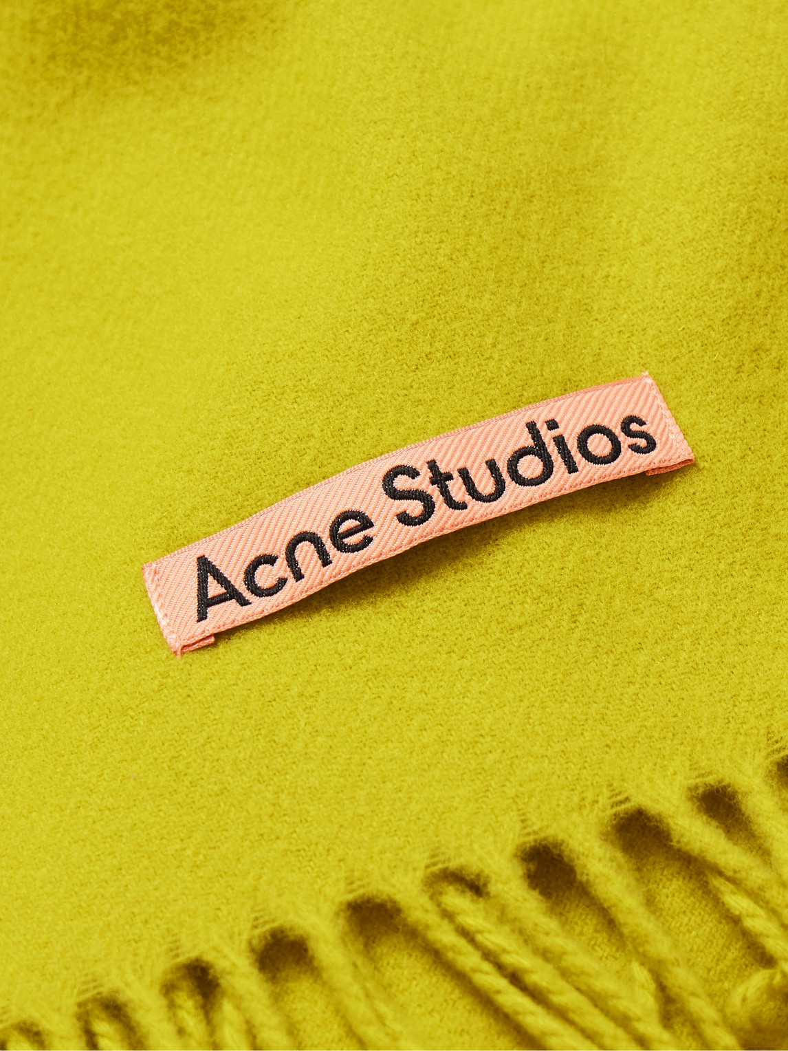 Shop Acne Studios Canada Fringed Wool Scarf In Yellow