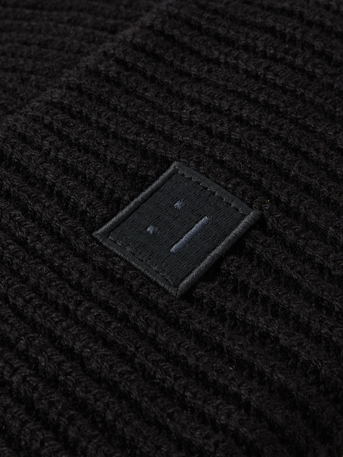 Shop Acne Studios Logo-appliquéd Ribbed Wool Beanie In Black
