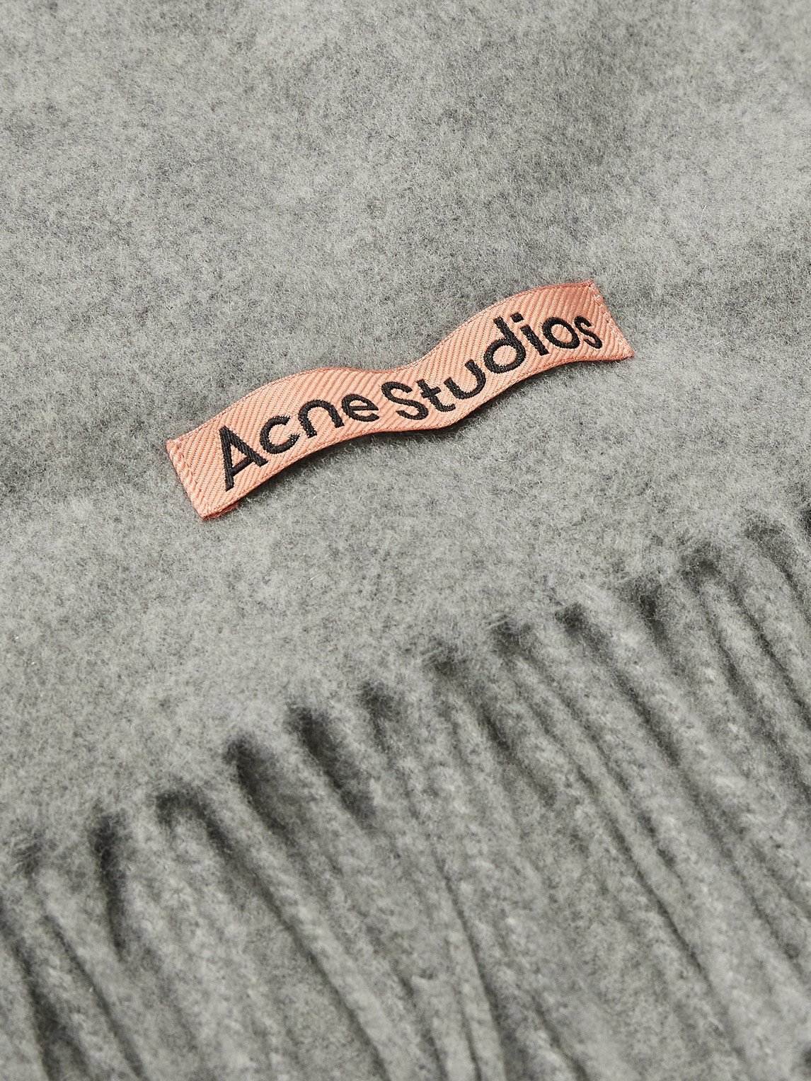 Shop Acne Studios Canada Fringed Wool Scarf In Gray