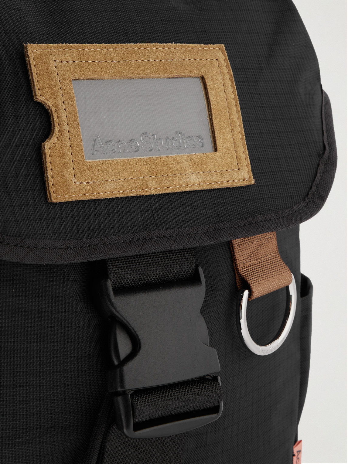 Shop Acne Studios Logo-embossed Suede-trimmed Ripstop Backpack In Black
