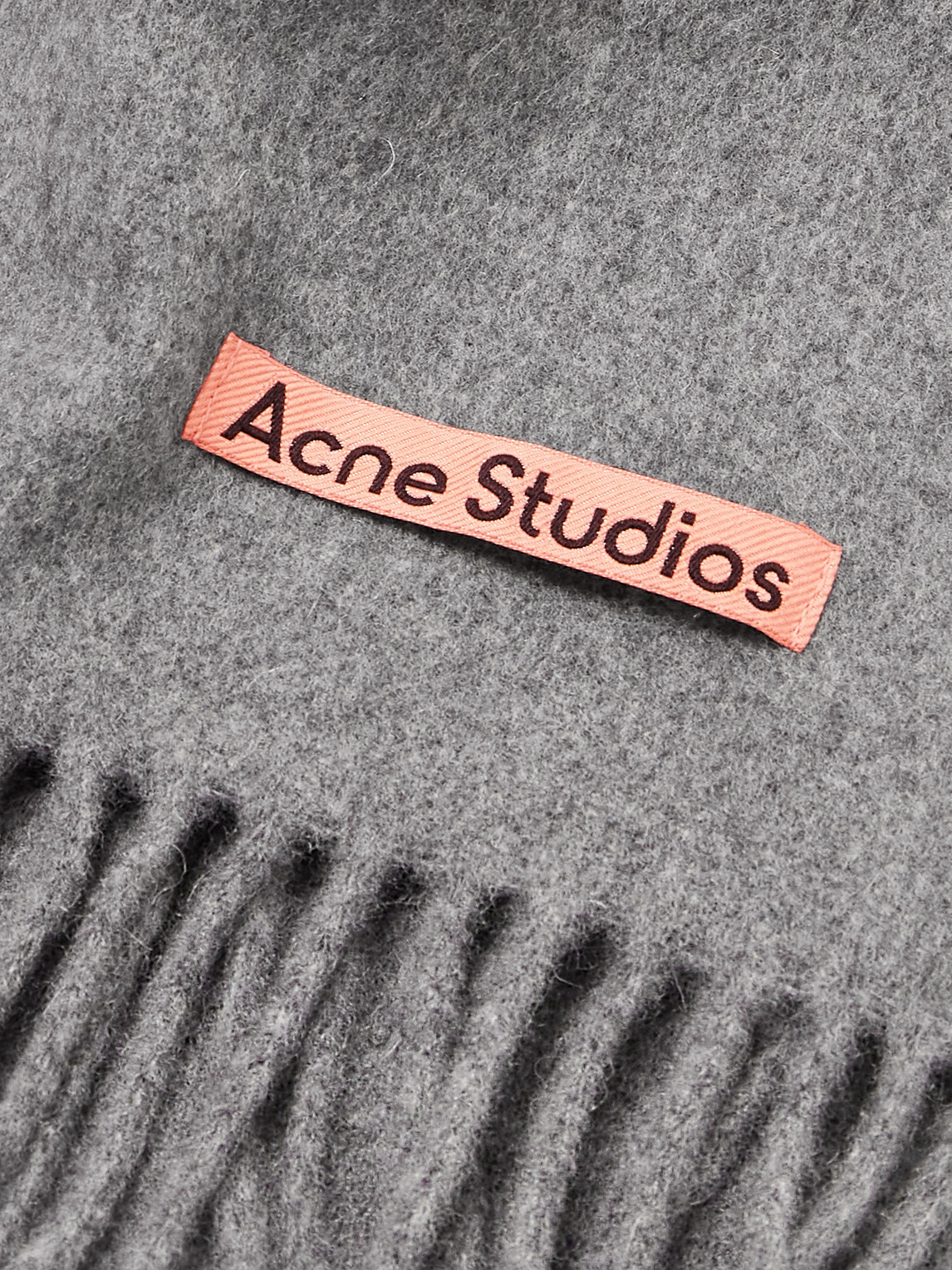 Shop Acne Studios Canada Fringed Wool Scarf In Gray