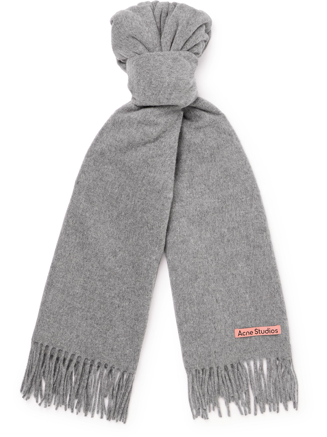 Acne Studios Canada Fringed Wool Scarf In Gray