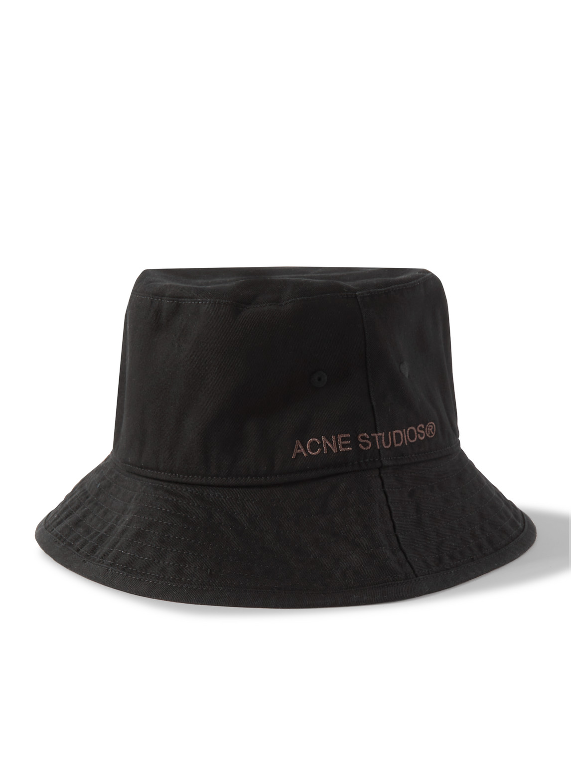 Shop Acne Studios Brimmo Logo-embroidered Cotton-twill Bucket Hat In Black