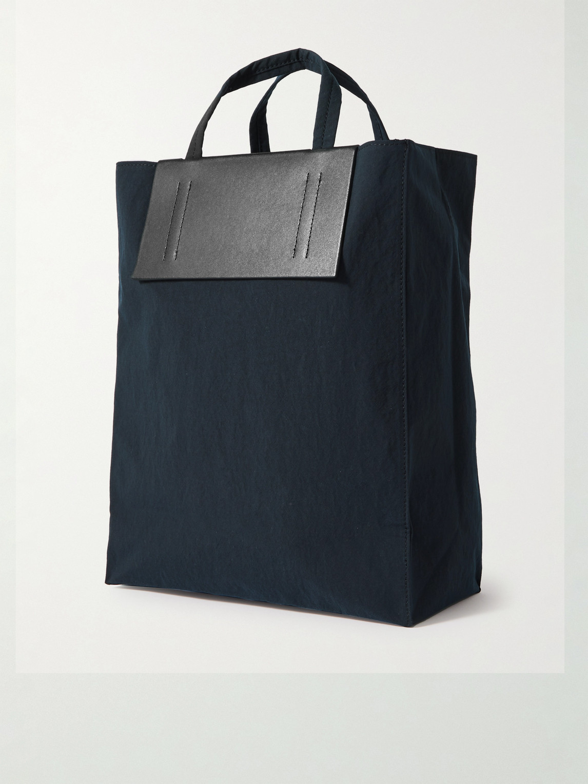 Shop Acne Studios Baker Out Logo-print Leather And Nylon Tote Bag In Blue