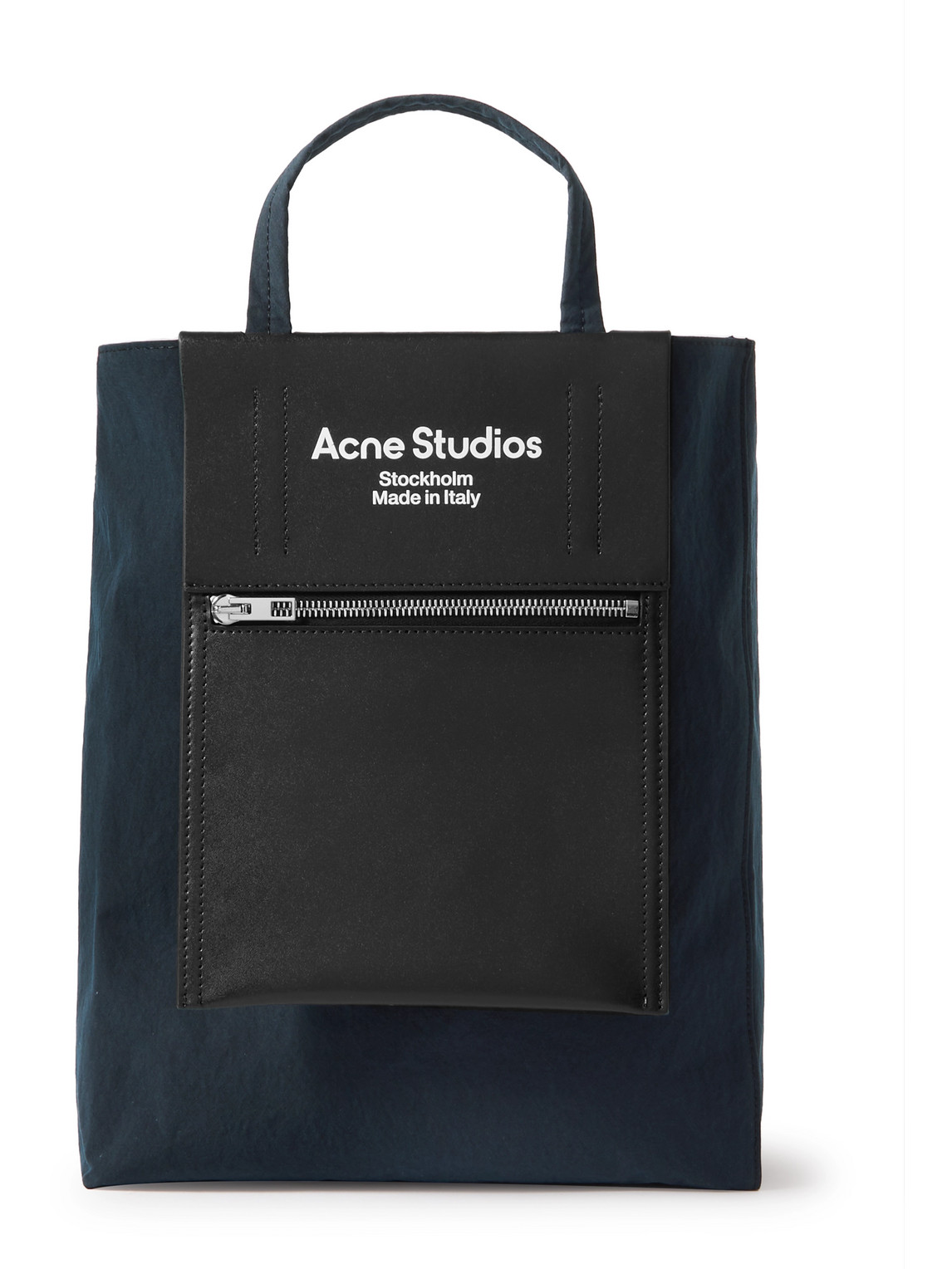 Shop Acne Studios Baker Out Logo-print Leather And Nylon Tote Bag In Blue