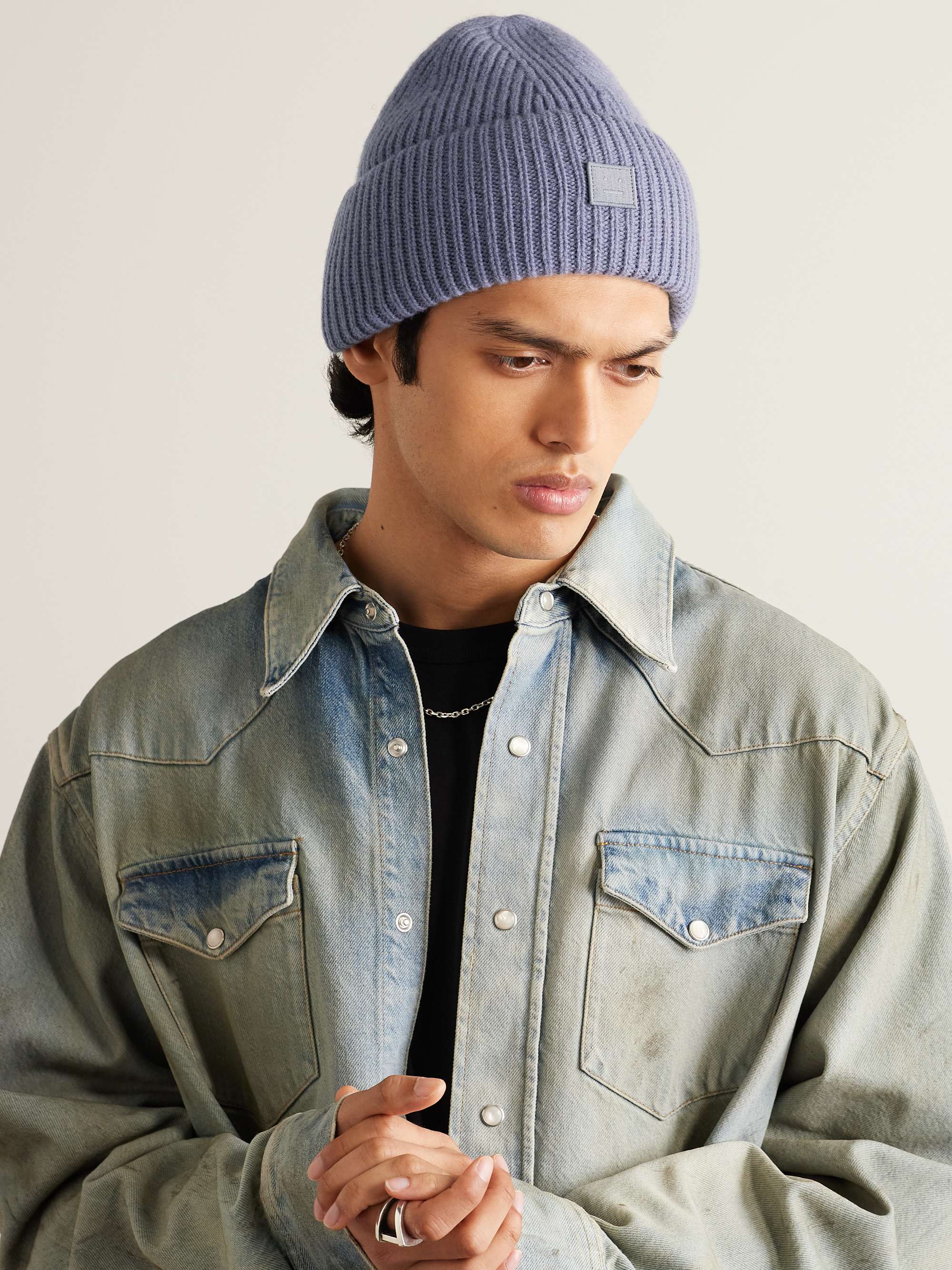 Logo-Appliquéd Ribbed Wool Beanie