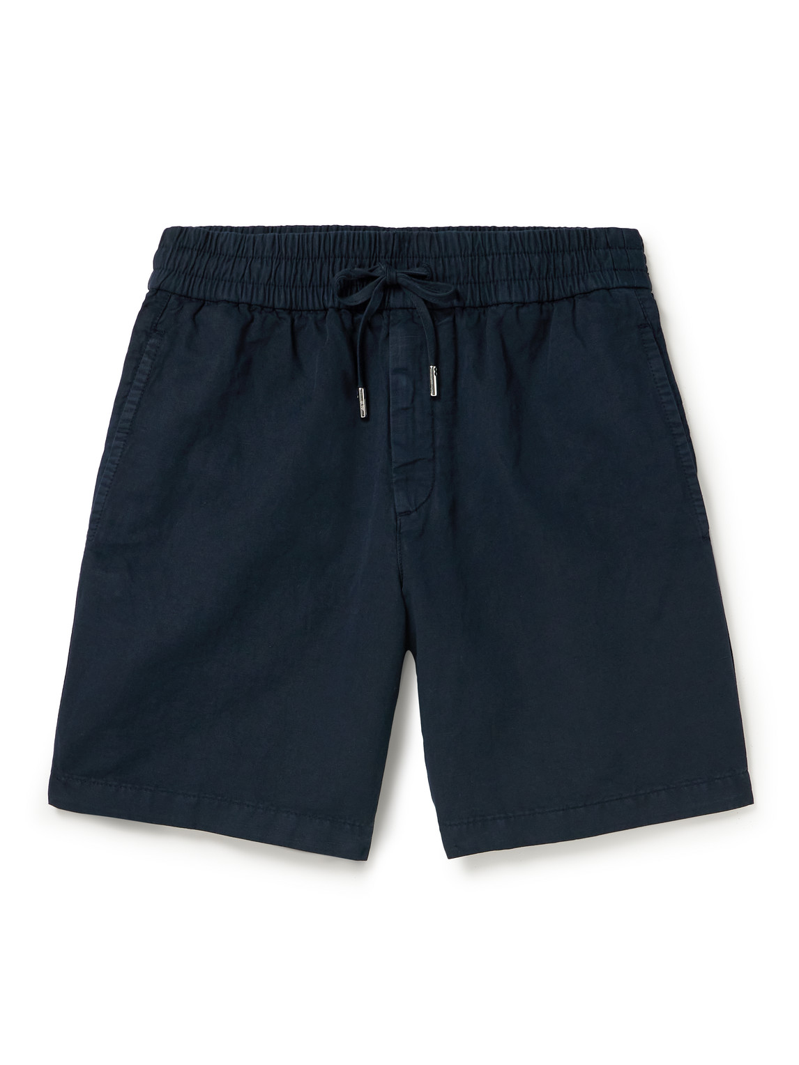 Mr P Cotton And Linen-blend Drawstring Shorts In Blue